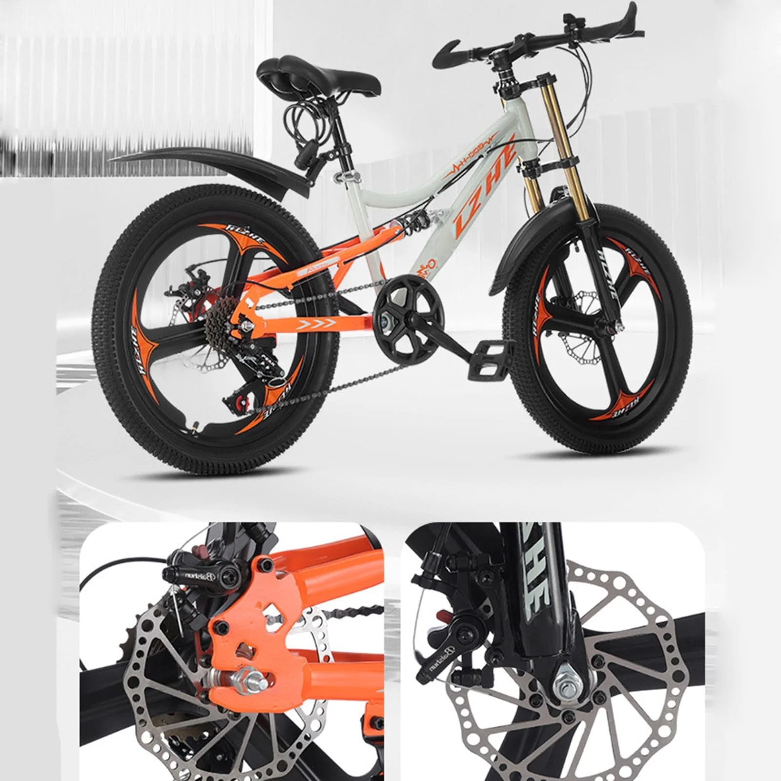 Mountainbike 24 Zoll Integriertes Rad 6 Gang Doppelscheibenbremse Doppelte Stoßdämpfung Geeignet für Kinder und Jugendliche A,22 inch - Image 6