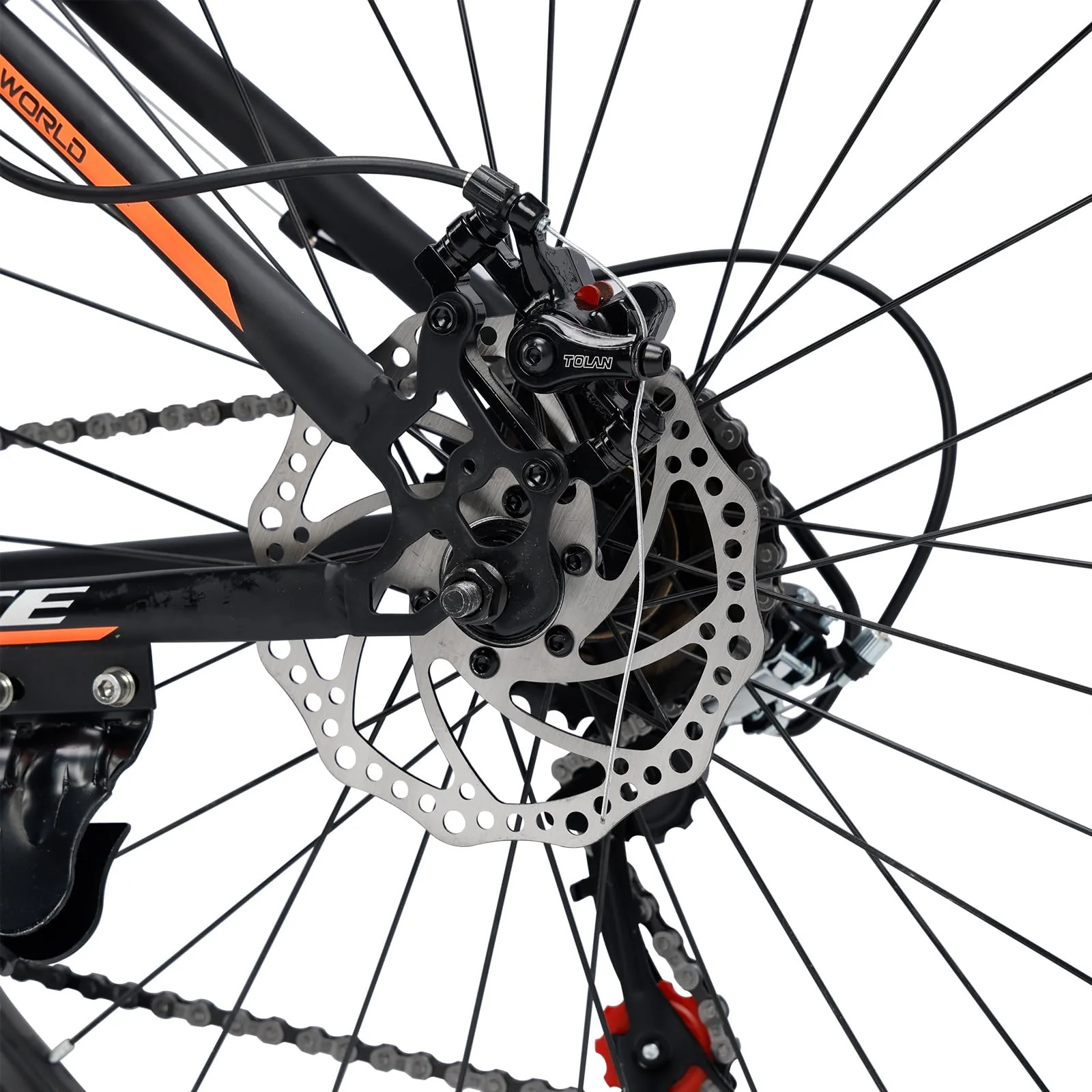 Mountainbike für Herren und Damen, 24-Gang, Hochwertiger Kohlenstoffstahlrahmen, Duale Scheibenbremsen, Federungsgabel, Mechanische Scheibenbremsen, Einstellbarer Daumenschalter - Image 2