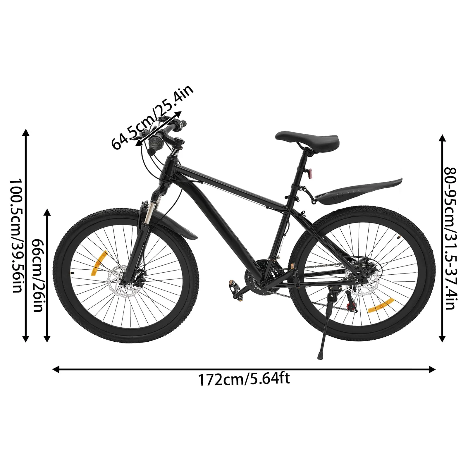Mountainbikes 26 Zoll 21 Gang Fully MTB Fahrrad Einstellbarer Sitz Und Lenkerhöhe Stoßdämpfung Scheibenbremse Cityräder Vordere Federung Strabenfahrrader Tragfähigkeit 100 Kg Bicycle Mountain Bike - Image 9