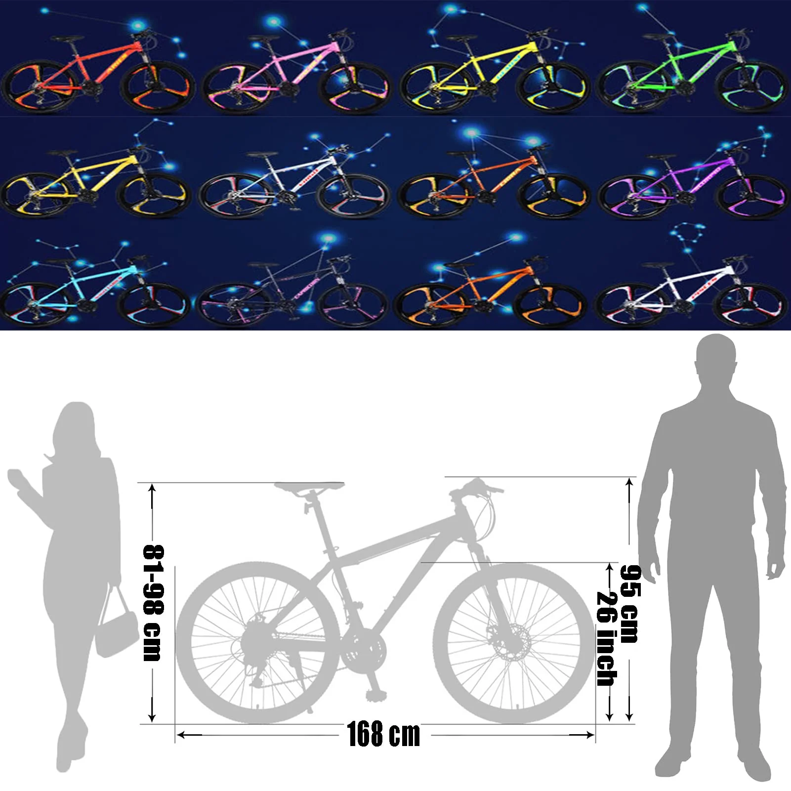 Mountainbikes, Hardtail Mountainbike 26 Zoll, Mountain Trail Bike für Herren und Damen, Frontpension Mountainbike mit Doppelscheibenbremse, rutschfeste Mountainbikes aus Kohlenstoffstahl Leo 24 Gang - Image 2