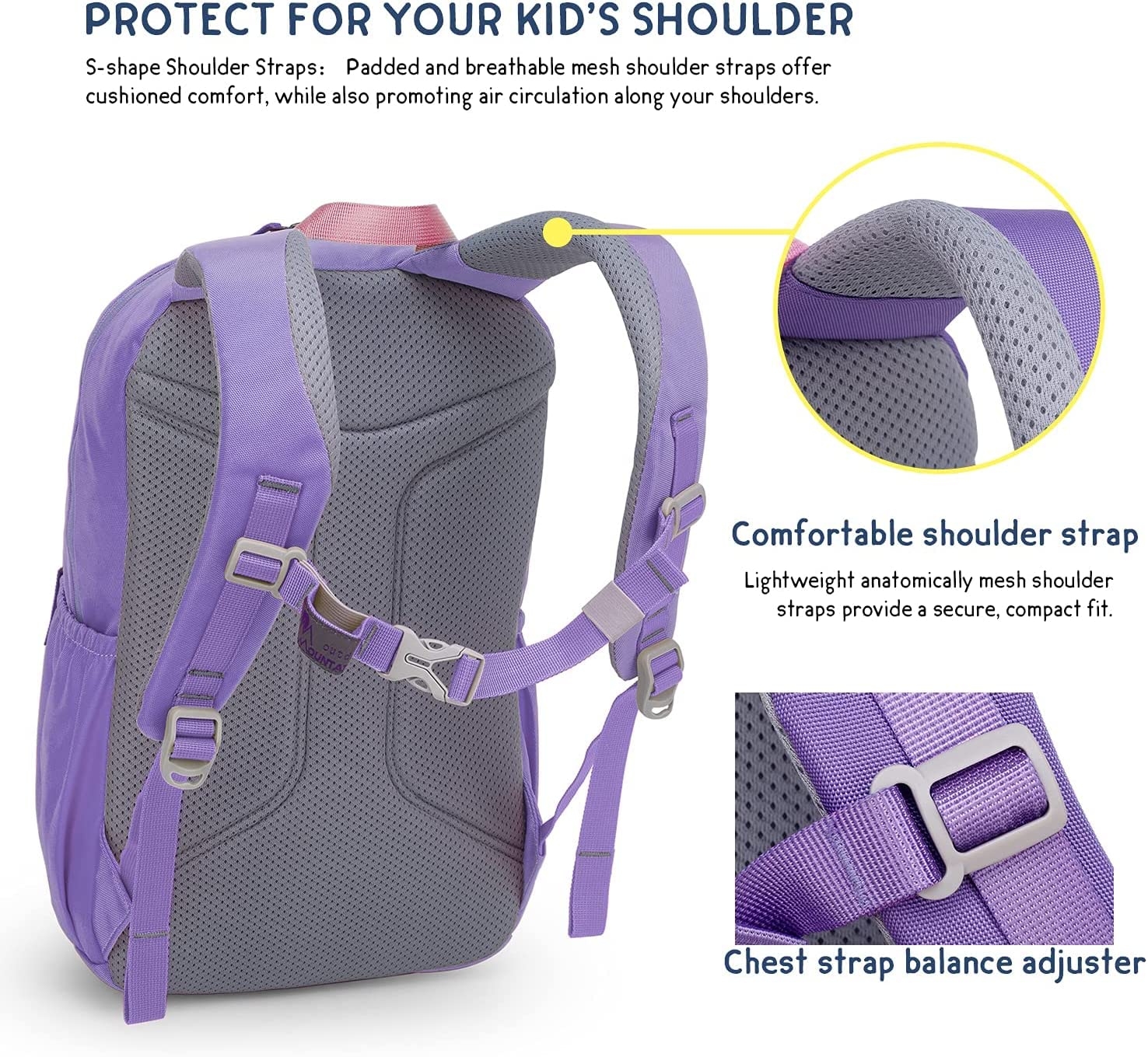 Mountaintop Kinderrucksack Mädchen Jungen Schulrucksack Schultasche für Schule Wander, 15L, 25 x 14 x 41 cm - Image 3