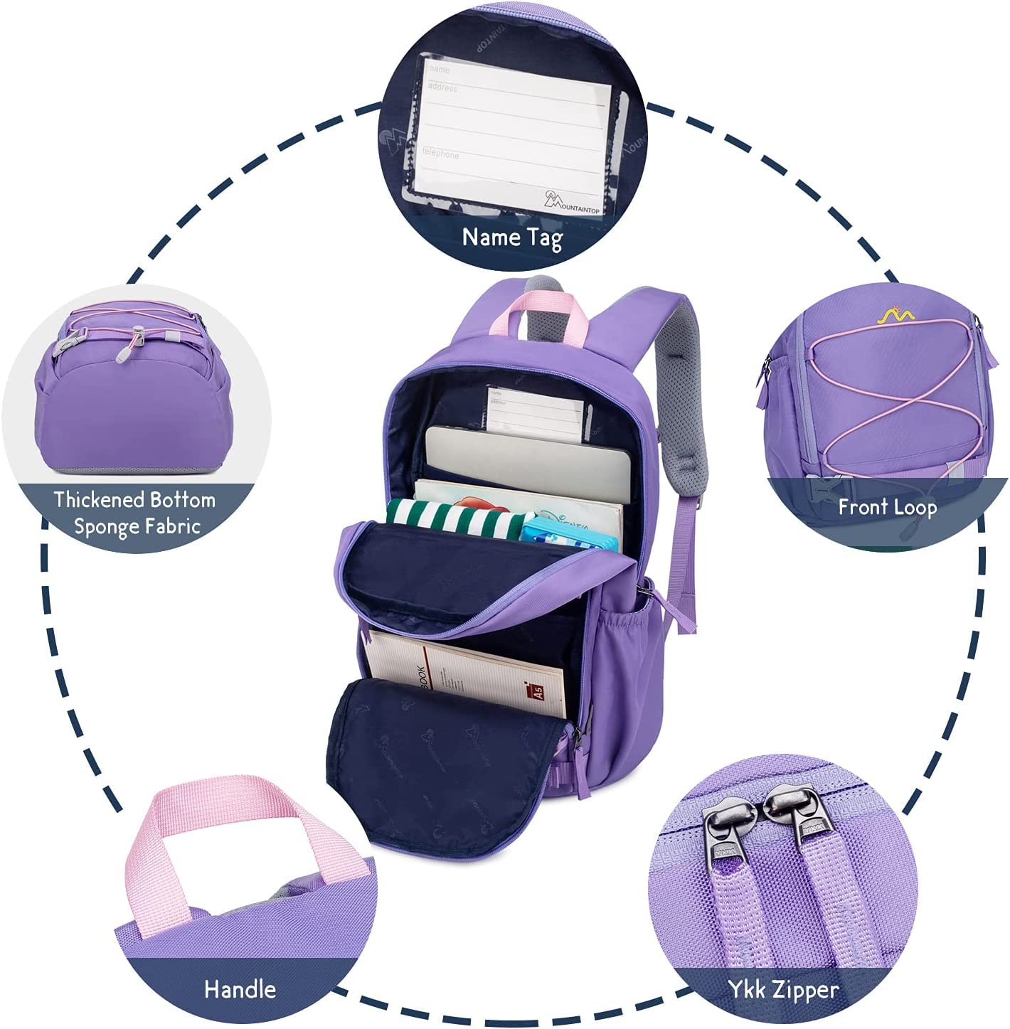 Mountaintop Kinderrucksack Mädchen Jungen Schulrucksack Schultasche für Schule Wander, 15L, 25 x 14 x 41 cm - Image 4