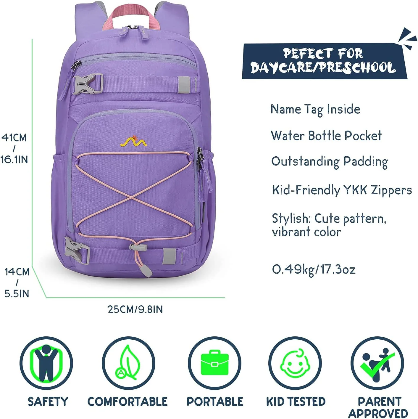 Mountaintop Kinderrucksack Mädchen Jungen Schulrucksack Schultasche für Schule Wander, 15L, 25 x 14 x 41 cm - Image 7