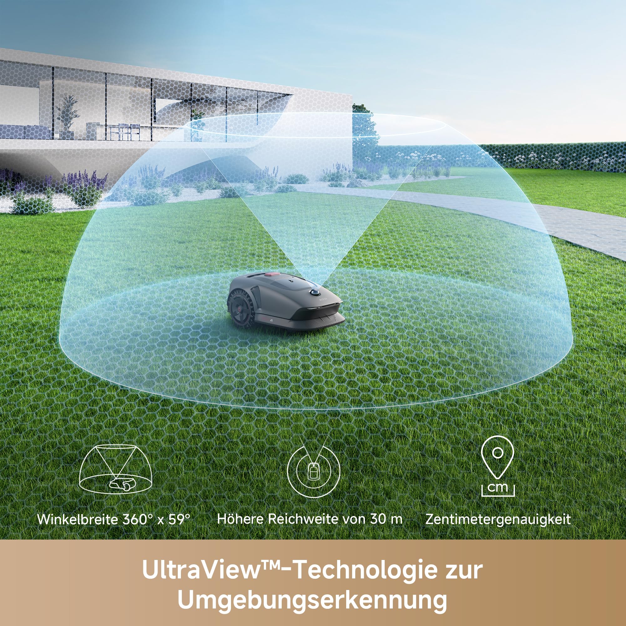 MOVA 1000, Mähroboter 360° 3D LiDAR kabellose Einrichtung & genaue Kartierung bis 1000 m², Mähroboter ohne Begrenzungskabel, Smarte Hindernisvermeidung, Verbesserte Geländeräder, U-förmiges Schneiden - Image 5