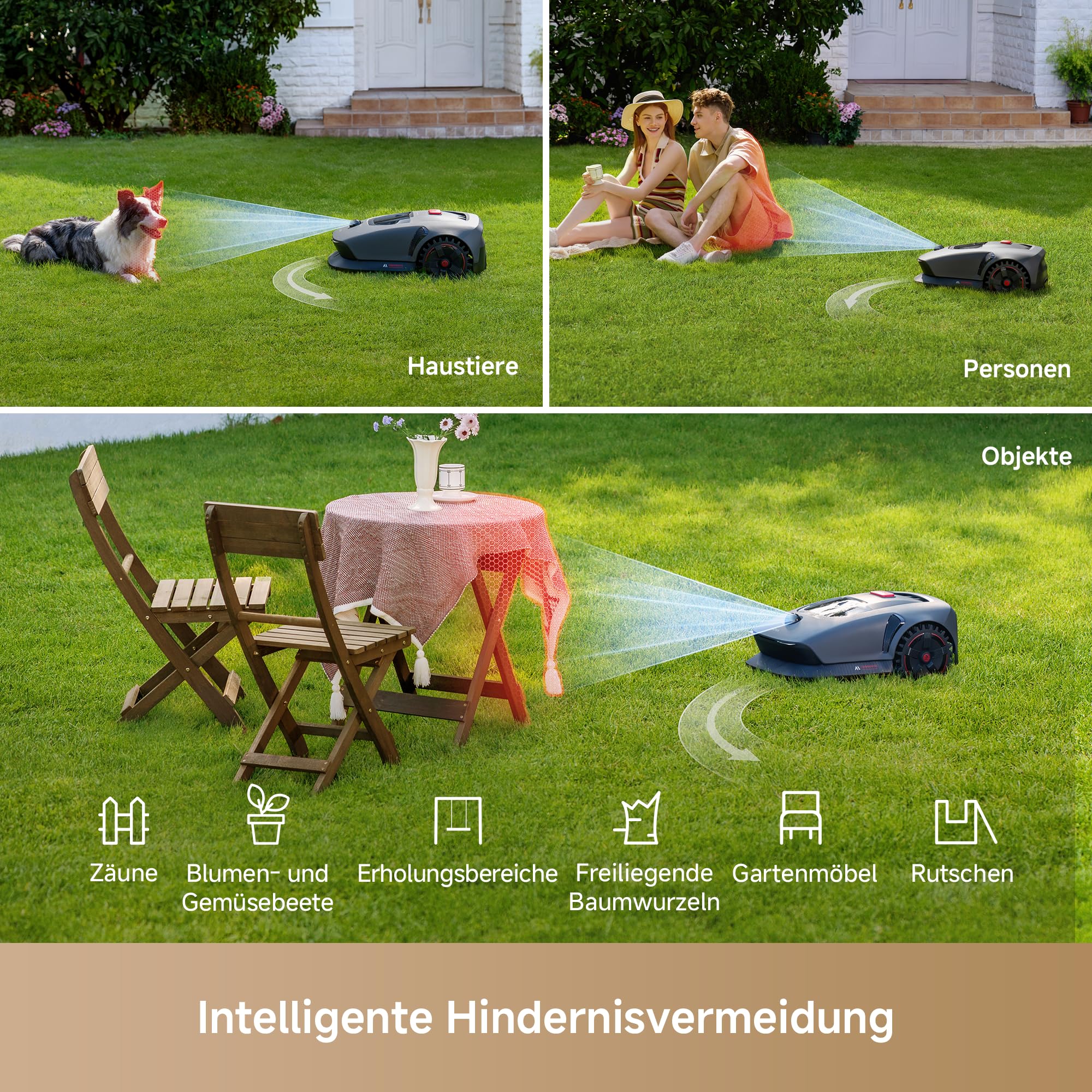 MOVA 1000, Mähroboter 360° 3D LiDAR kabellose Einrichtung & genaue Kartierung bis 1000 m², Mähroboter ohne Begrenzungskabel, Smarte Hindernisvermeidung, Verbesserte Geländeräder, U-förmiges Schneiden - Image 8