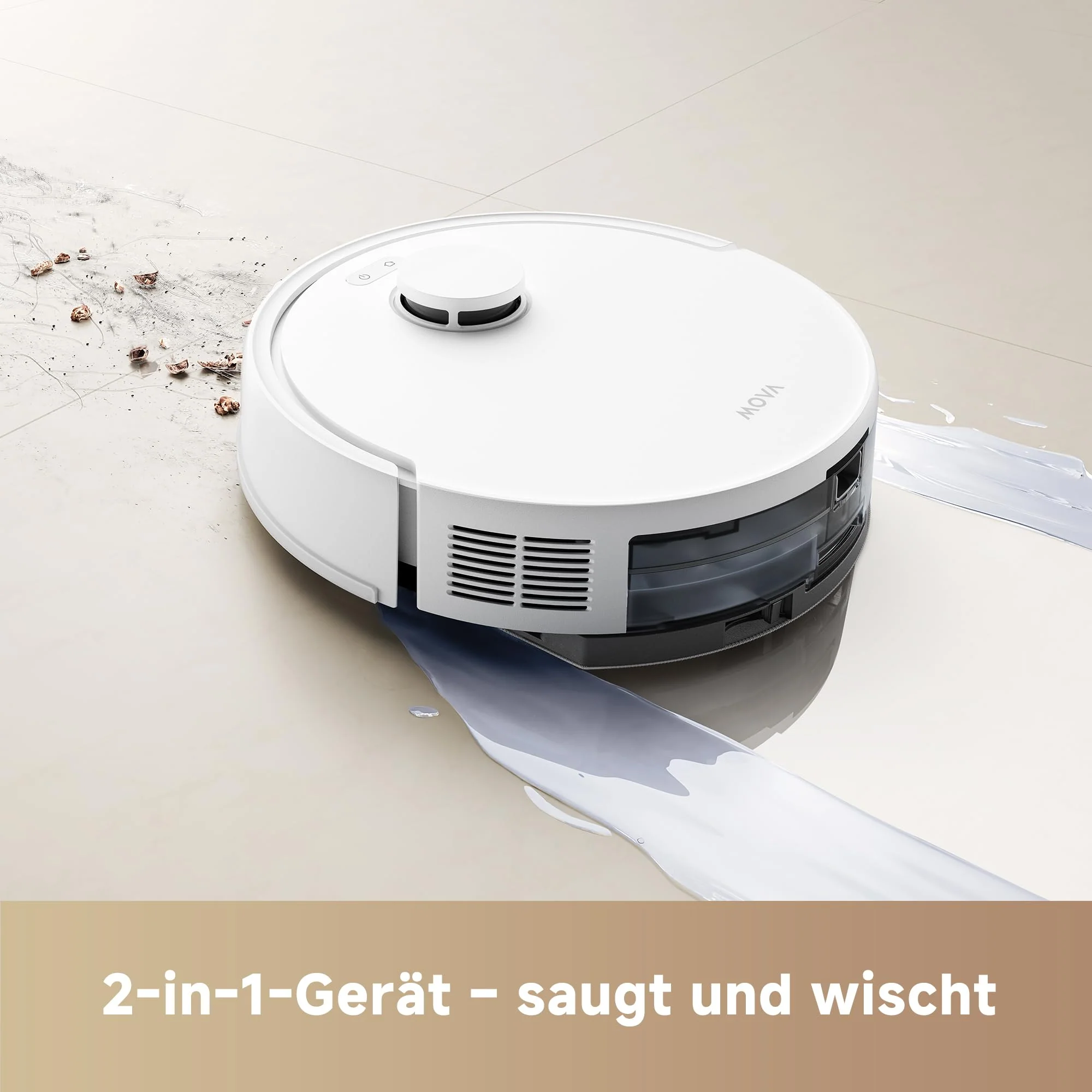 Mova E20 Saugroboter mit Wischfunktion, LDS-Navigation, 5.000 Pa Saugkraft, 2-in-1 Staubsaugen und Wischen, Kompakte Bauweise - Image 6
