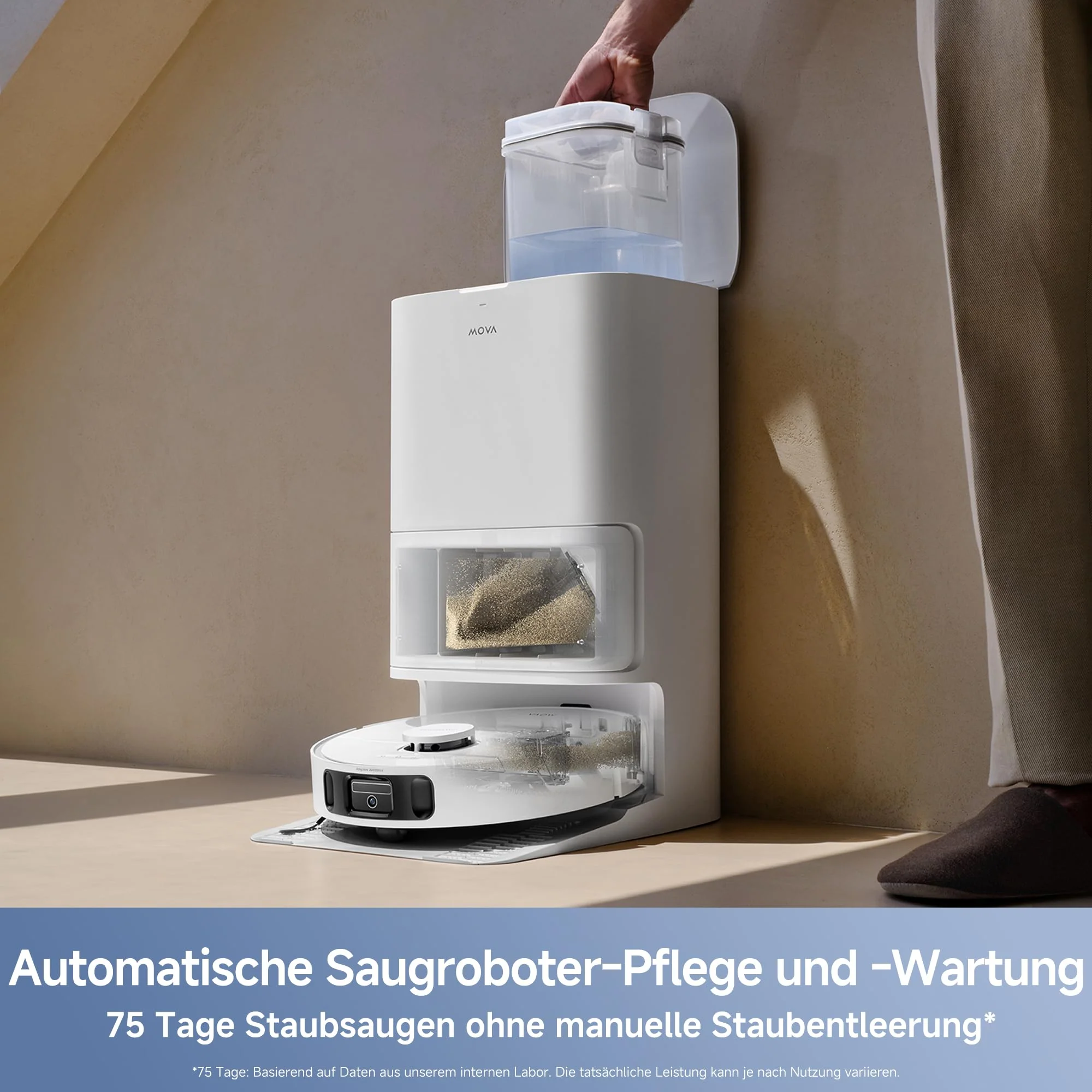 Mova E40 Ultra Saugroboter mit Wischfunktion, Autom. Leerung und 19.000 Pa, MaxiReach-Wischmopp-T., Verhedderungsfreie Seitenbürste, Eingeb. 80-ml-Wasserb, All-in-One-Station zu 75 Tage Reinigung - Image 7