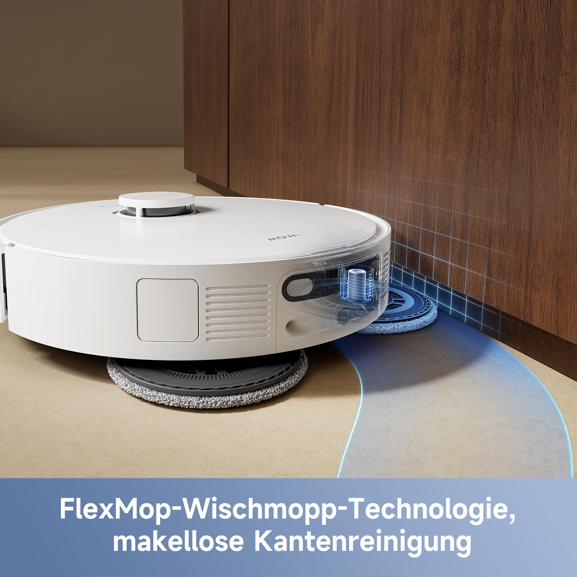 Mova E40 Ultra Saugroboter mit Wischfunktion, Autom. Leerung und 19.000 Pa, MaxiReach-Wischmopp-T., Verhedderungsfreie Seitenbürste, Eingeb. 80-ml-Wasserb, All-in-One-Station zu 75 Tage Reinigung - Image 9