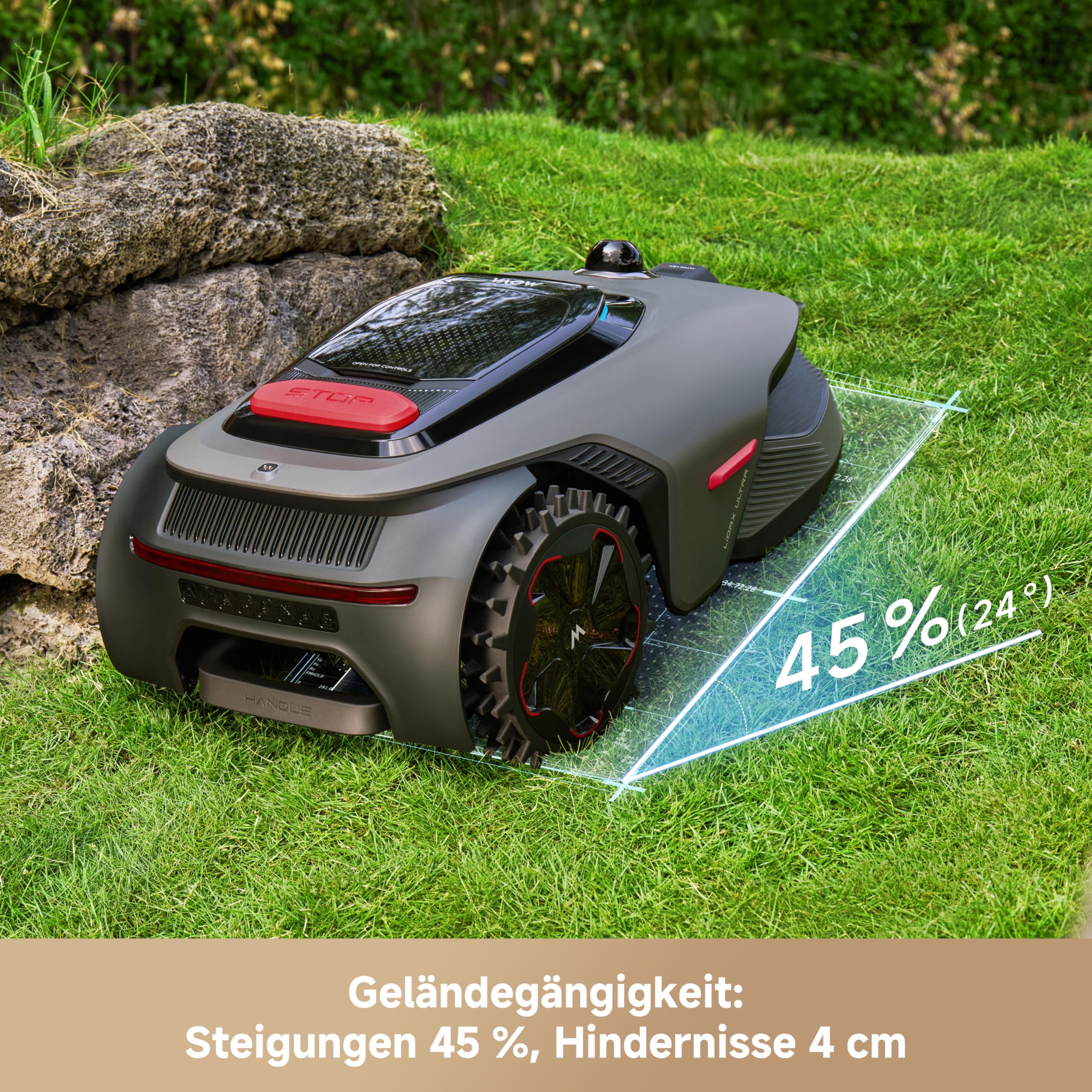MOVA LiDAX Ultra 1200 Mähroboter ohne Begrenzungskabel, Empf. 1200 m², ohne RTK & automatische Kartenerstellung per 3D-LiDAR mit 360° & AI Vision, 5 cm Kantenschnitt, effiziente Wegeplanung in U-Form - Image 9