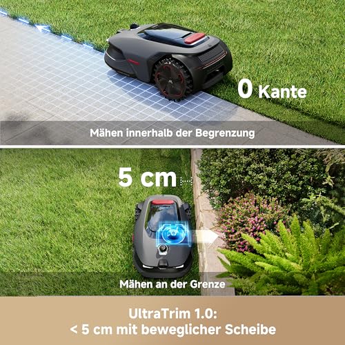 MOVA LiDAX Ultra 800 Mähroboter ohne Begrenzungskabel, Empf. 800 m², ohne RTK & automatische Kartenerstellung per 3D-LiDAR mit 360° & AI Vision, 5 cm Kantenschnitt, effiziente Wegeplanung in U-Form - Image 3