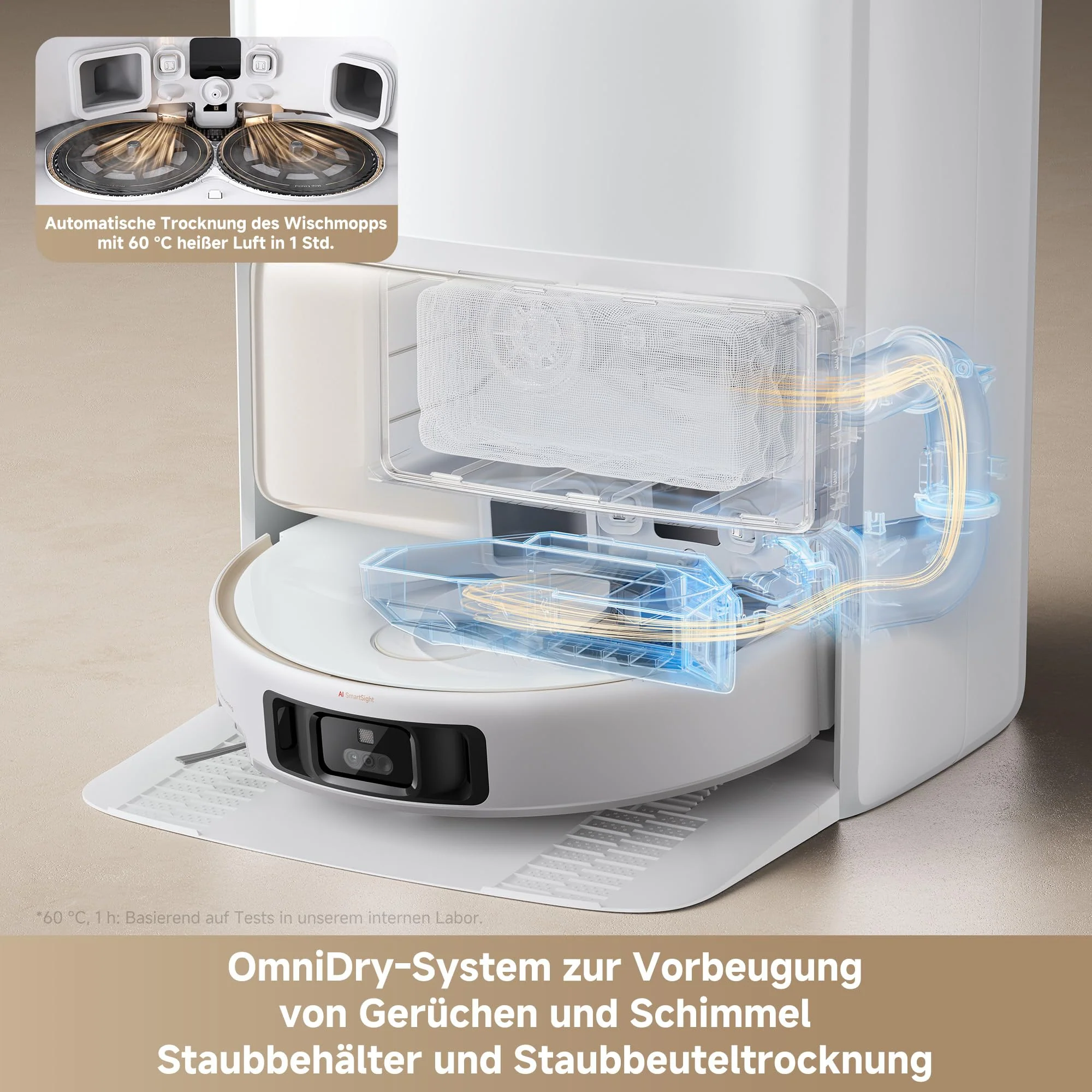 Mova V50 Ultra Complete Saugroboter mit Wischfunktion 24.000 Pa, 6cm Hindernisüberwindung, Liftable Navigation+RGB AI+LED, 80℃ Heißwasserwäsche & 63℃ Selbsttrocknung, DuoSolution System, Tricut Bürste - Image 2