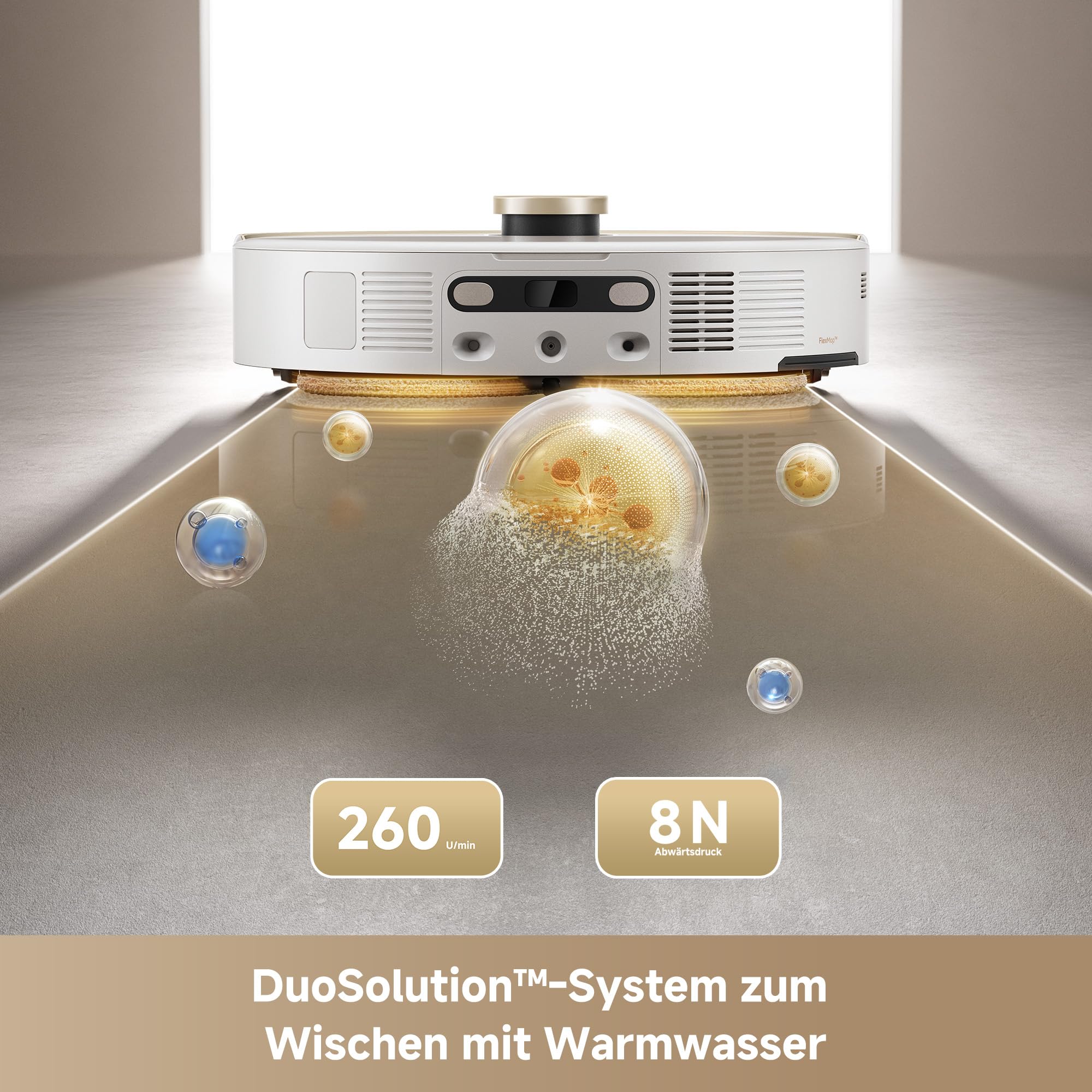 Mova V50 Ultra Complete Saugroboter mit Wischfunktion 24.000 Pa, 6cm Hindernisüberwindung, Liftable Navigation+RGB AI+LED, 80℃ Heißwasserwäsche & 63℃ Selbsttrocknung, DuoSolution System, Tricut Bürste - Image 3