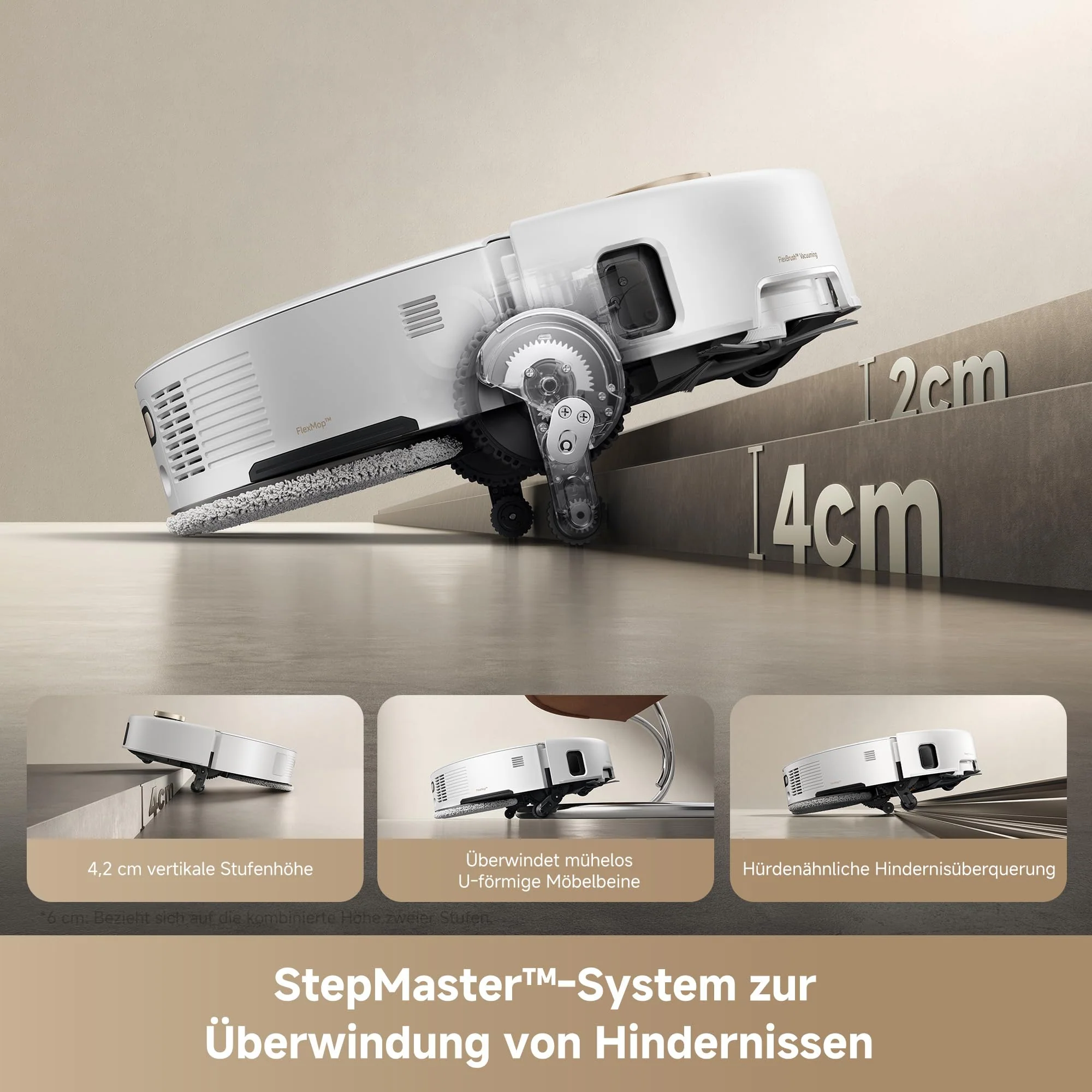 Mova V50 Ultra Complete Saugroboter mit Wischfunktion 24.000 Pa, 6cm Hindernisüberwindung, Liftable Navigation+RGB AI+LED, 80℃ Heißwasserwäsche & 63℃ Selbsttrocknung, DuoSolution System, Tricut Bürste - Image 6