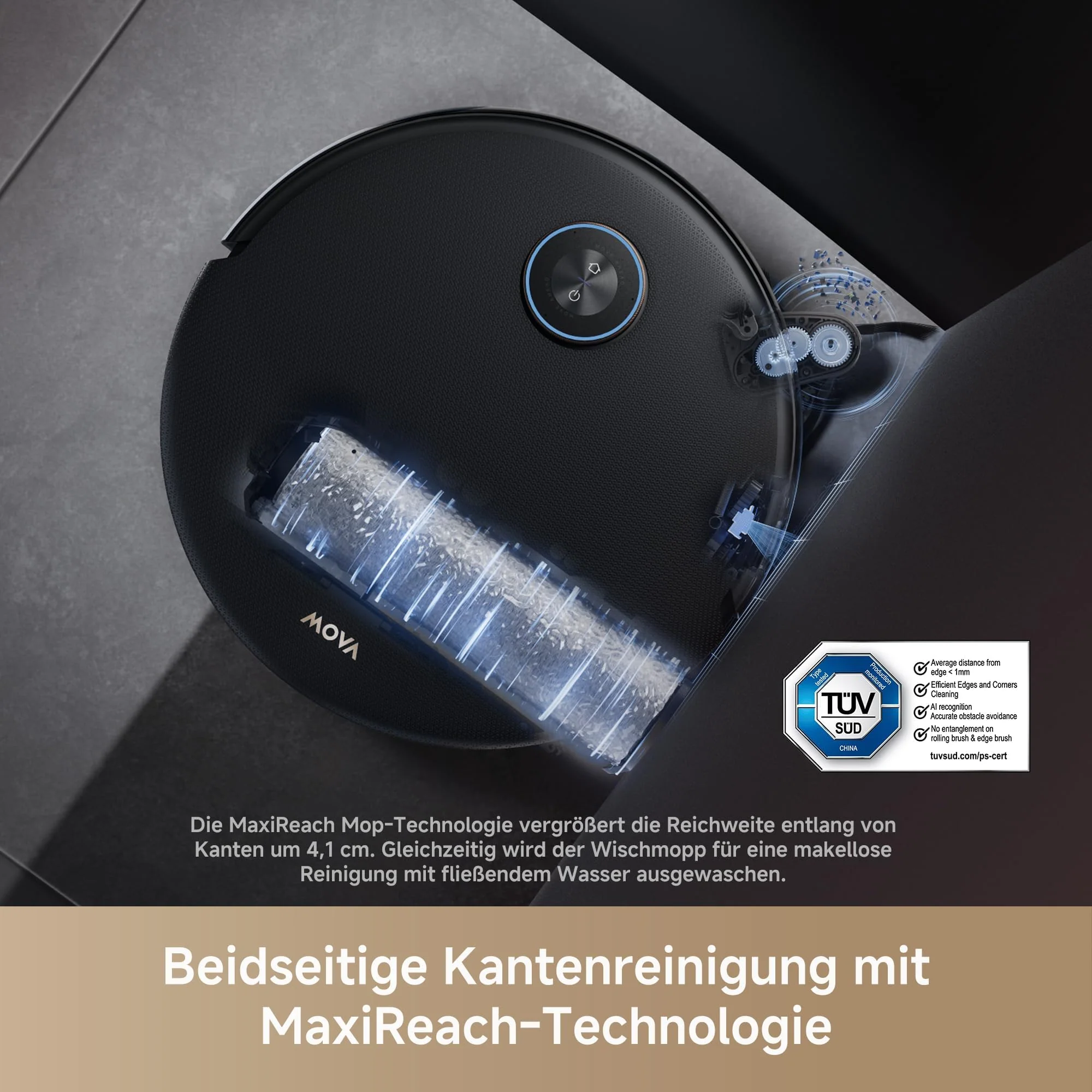 Mova Z60 Ultra Roller Complete Saugroboter mit Wischfunktion 28.000 Pa, LiftPro-Gehäuse, 8 cm Hindernisse, DToF+Dual Laser+RGB/LED-Hindernisvermeidung, AutoShield für Teppich, MaxiReach Mopp & Bürste - Image 7