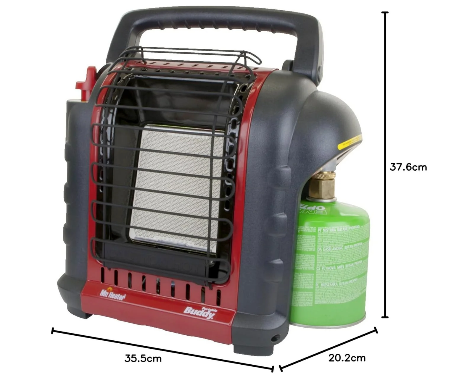 Mr Heater Tragbarer Gasheizer MH9BDF - Gasheizung mit Gasflasche - Gasheizstrahler - Räume bis zu 26M2 - Geeignet für Propan G31 und Butan/Propan G30+31 Patronen - Schwarz/Rot - Image 7