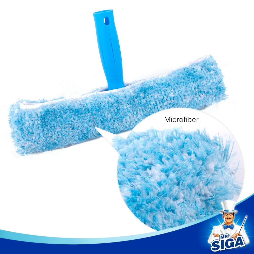 MR.SIGA Fensterwischer und Fensterabzieher als Kombi-Set, 2 in 1 professionelles Fensterreinigungsset, Glaswischer für Dusche und Glastür