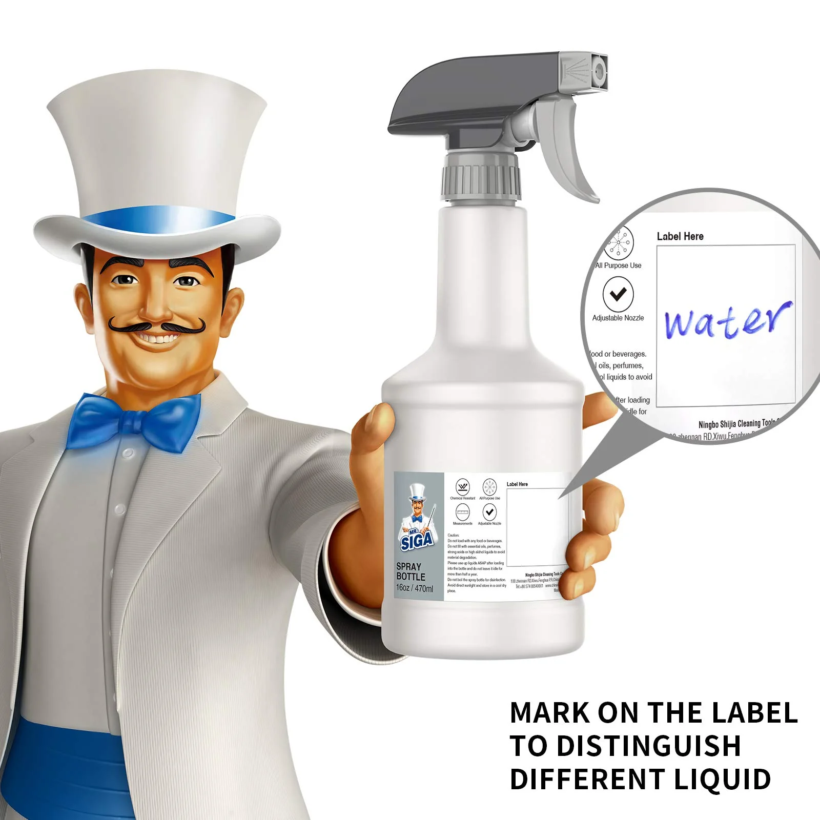 MR.SIGA Sprühflasche zerstäubere Wassersprühflasche verstellbare Nebelsprühflasche zum bügeln für Pflanzen Friseur Küche Backen wiederverwendbar, 3er-Pack, 16 Unzen - Image 6