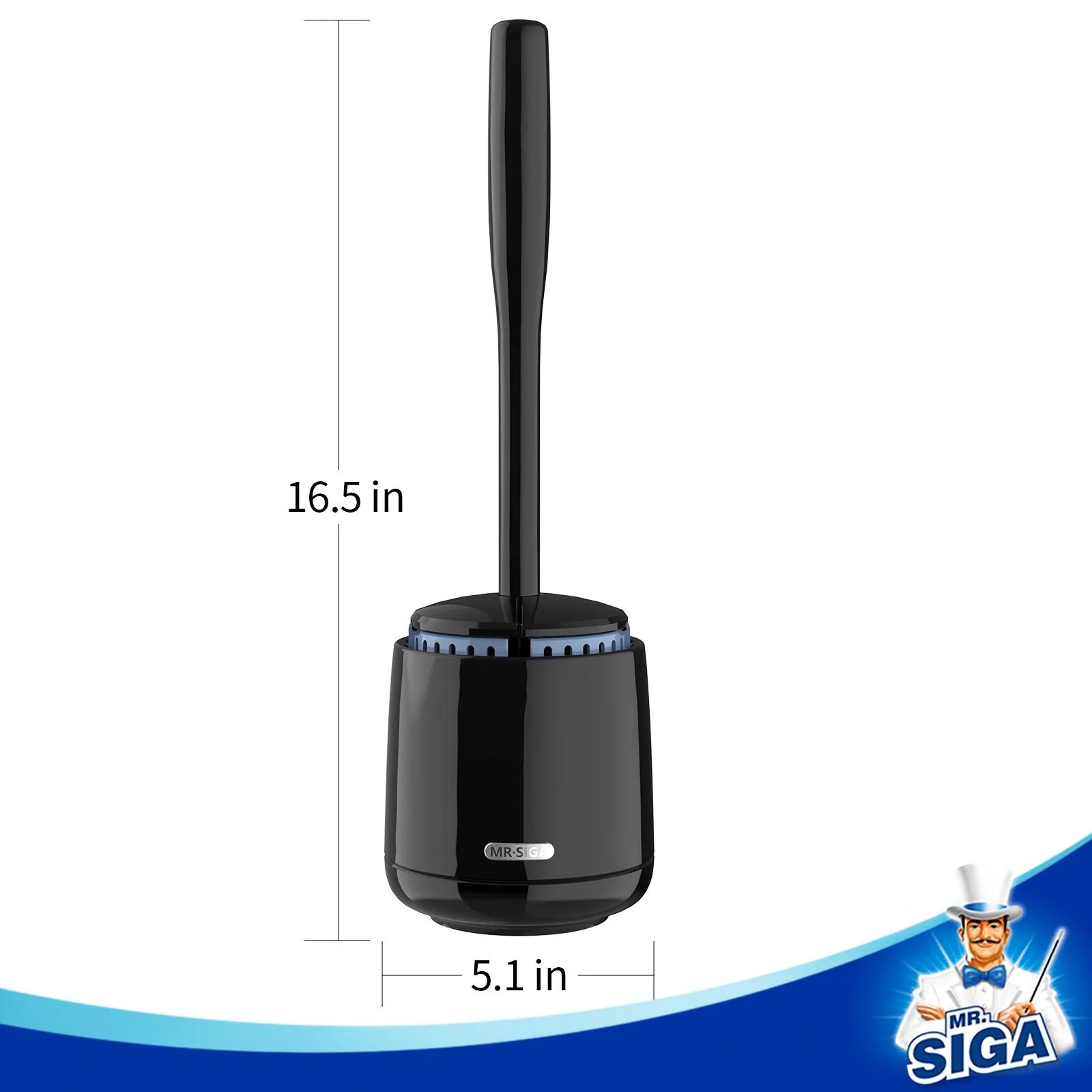 MR.SIGA Toilettenbürste WC Bürste und Halter mit schnell trocken Behälter und festem Griff, Premium Klobürste für Badzimmer, Schwarz - Image 6