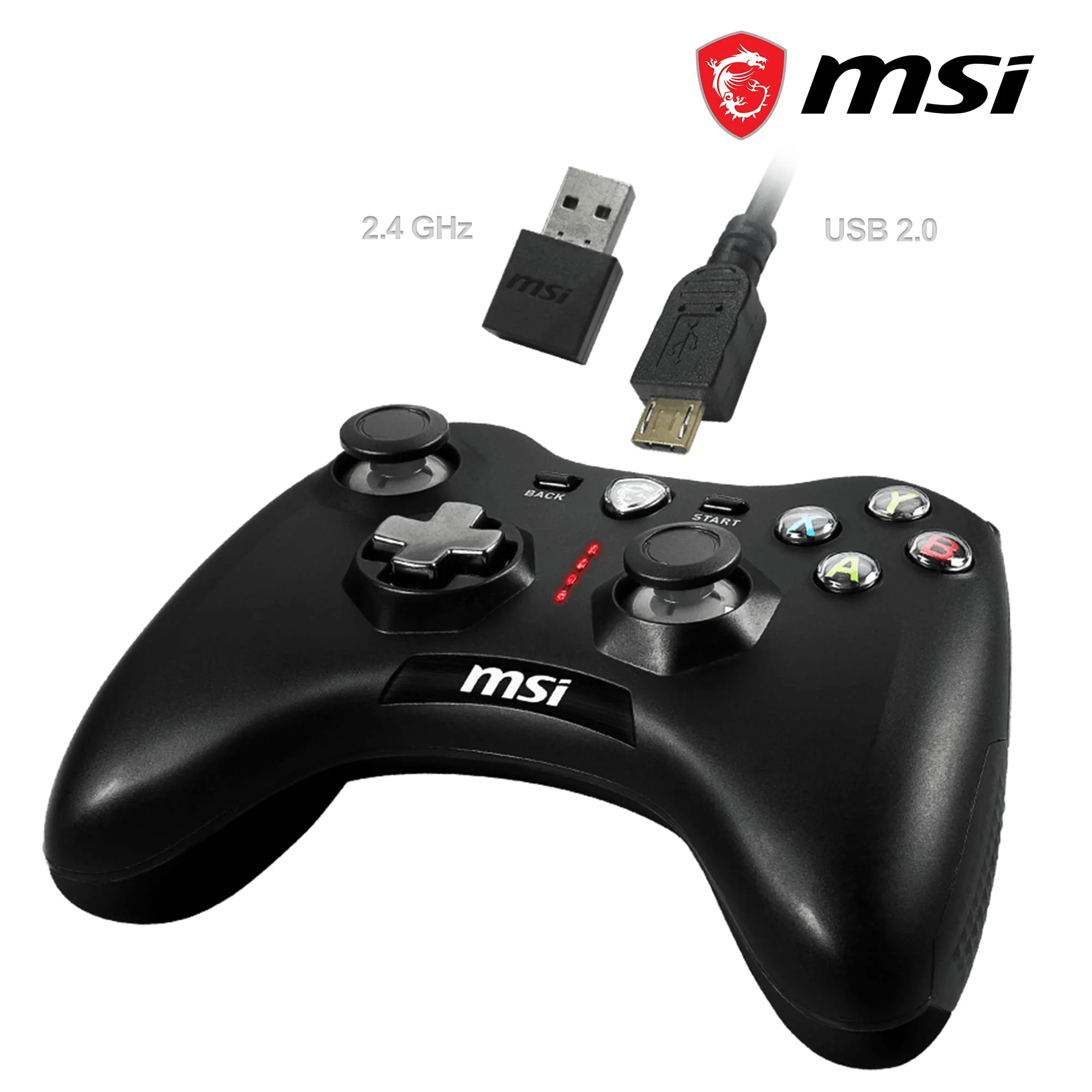 MSI FORCE GC30 V2 Kabelloser PC-Gamepad Controller - 2,4 GHz, 600mAh Li-Ionen-Akku, austauschbare D-Pad-Abdeckungen, zwei Vibrationsmotoren, USB 2.0 - schwarz, kabelgebunden/kabellos - Image 7