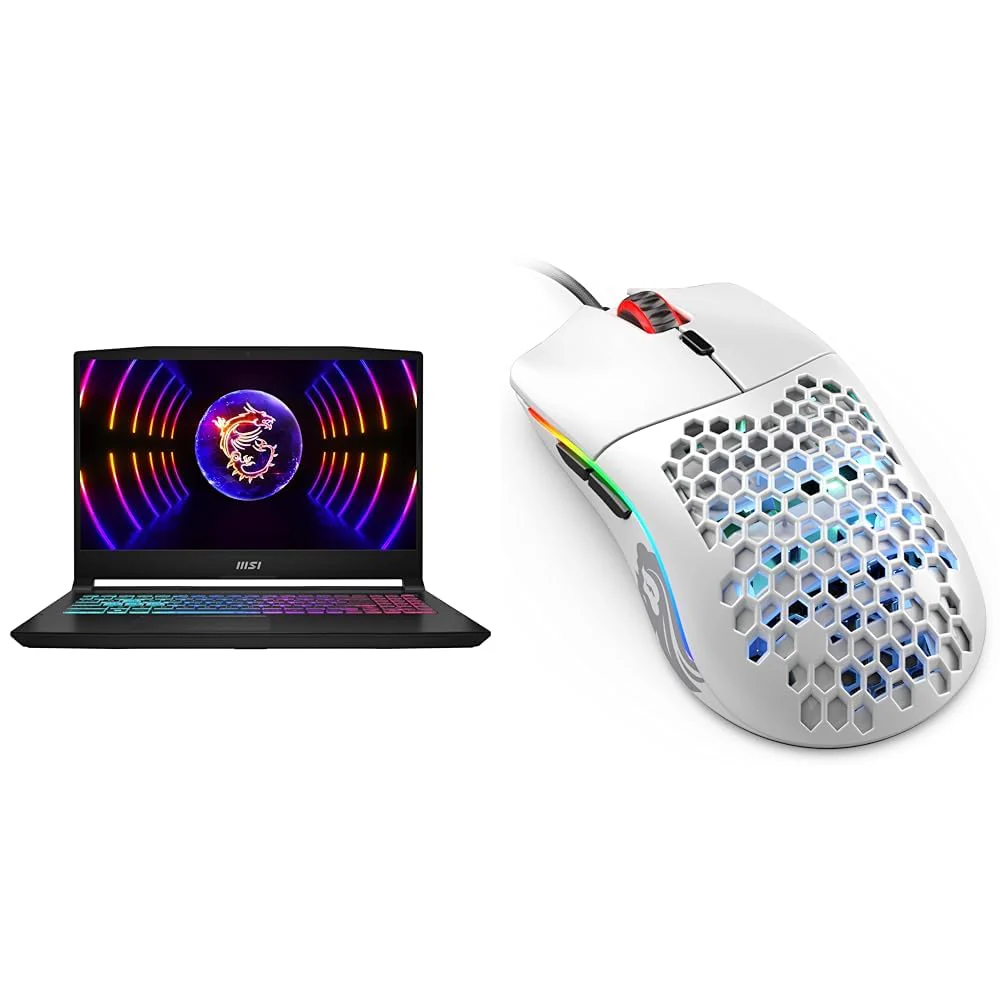 MSI Katana 17 Gaming Notebook, 43,9 cm (17,3 Zoll) FHD, 144 Hz & Glorious Gaming Model O Wired Gaming Mouse – superleichtes Wabendesign mit 67 g