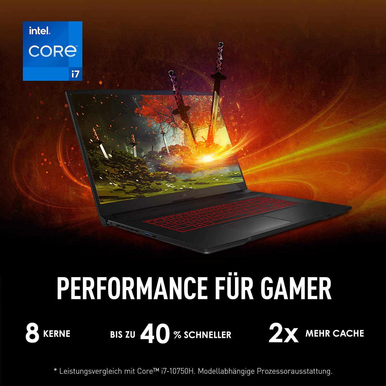MSI Katana GF76 11UD-223 (17.3 Zoll /144HZ) Gaming-Laptop (Intel Core i7-11800H+HM570, Nvidia RTX3050 Ti, GDDR6 4GB, 512GB, Windows 10 Home Advanced), Schwarz - Image 9