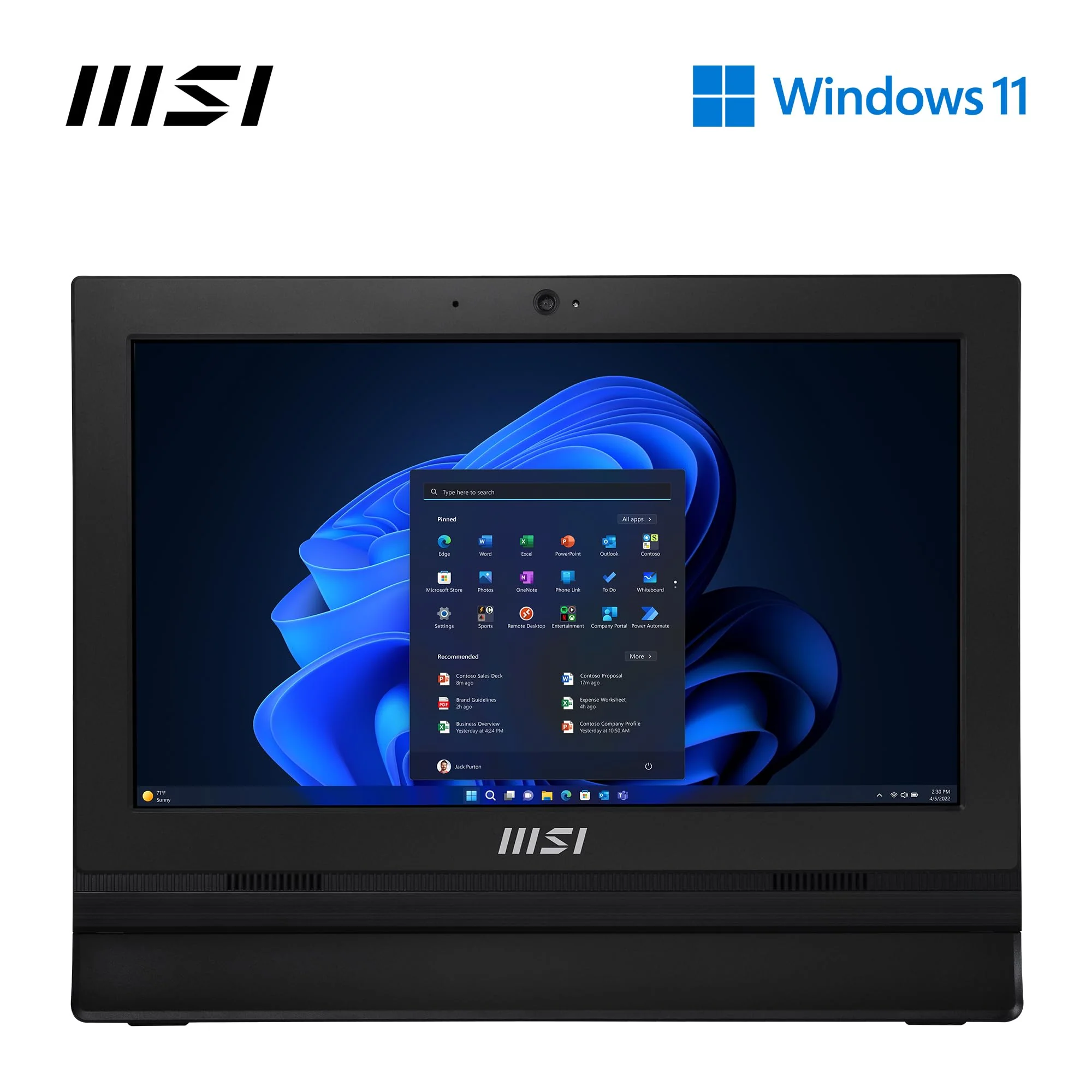 MSI PRO AP162T ADL-019DE AIO Desktop-PC, 15,6“ FHD IPS, Intel N100 CPU, 4 GB DDR4 RAM, 128GB PCIe NVMe SSD, WiFi 6E, Webcam & Lautsprecher - Tastatur, Maus, Windows 11 Pro - Schwarz - Image 3