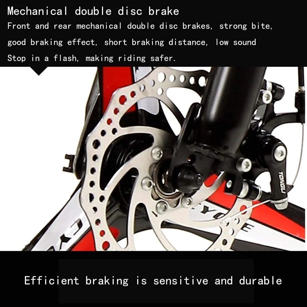 MU Fahrrad, 24 Zoll 21/24/27/30 Geschwindigkeit Mountain Bikes, Hard Tail-Gebirgsfahrrad, Leicht Fahrrad Mit Verstellbarem Sitz, Doppelscheibenbremse,Schwarz Grün,27 Geschwindigkeit - Image 3