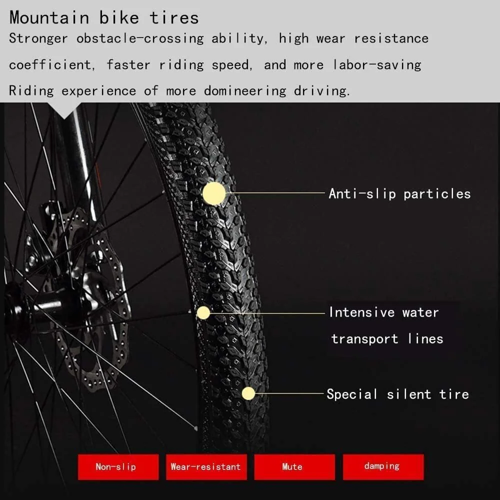 MU Fahrrad, 24 Zoll 21/24/27/30 Geschwindigkeit Mountain Bikes, Hard Tail-Gebirgsfahrrad, Leicht Fahrrad Mit Verstellbarem Sitz, Doppelscheibenbremse,Schwarz Grün,27 Geschwindigkeit - Image 4