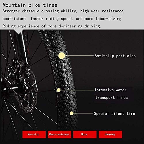 MU Fahrrad, 24 Zoll 21/24/27/30 Geschwindigkeit Mountain Bikes, Hard Tail-Gebirgsfahrrad, Leicht Fahrrad Mit Verstellbarem Sitz, Doppelscheibenbremse,Schwarz Rot,30 Drehzahl - Image 4