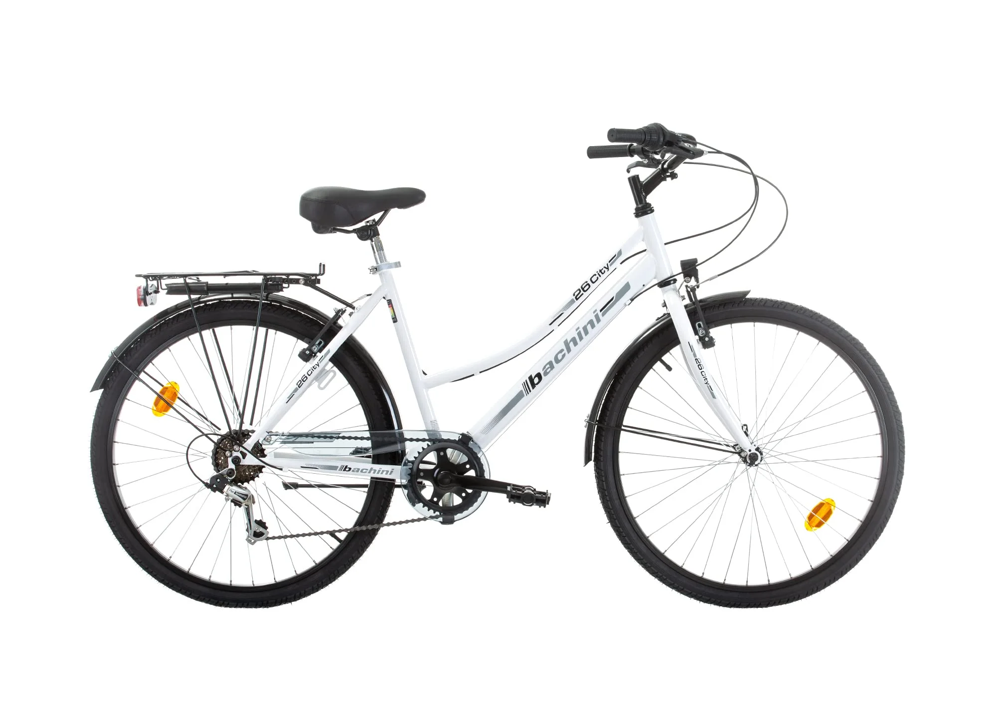 Multibrand Distribution Probike 26 Zoll City Fahrrad Urban Cityräd 6-Gang Damen, Herren, Mädchen, geeignet ab 155 cm - 175 cm (Weißer Glanz)