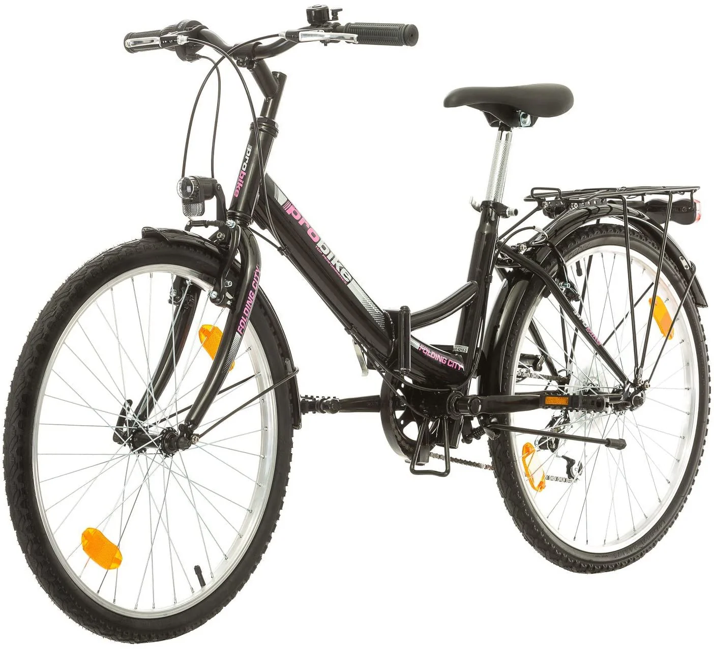 Multibrand Distribution Probike Folding City 24 Zoll Klapprad Faltrad 6 Gang für Damen, Mädchen geeignet ab 135-160 cm (Schwarz2-Rosa + Kotflügel) - Image 10