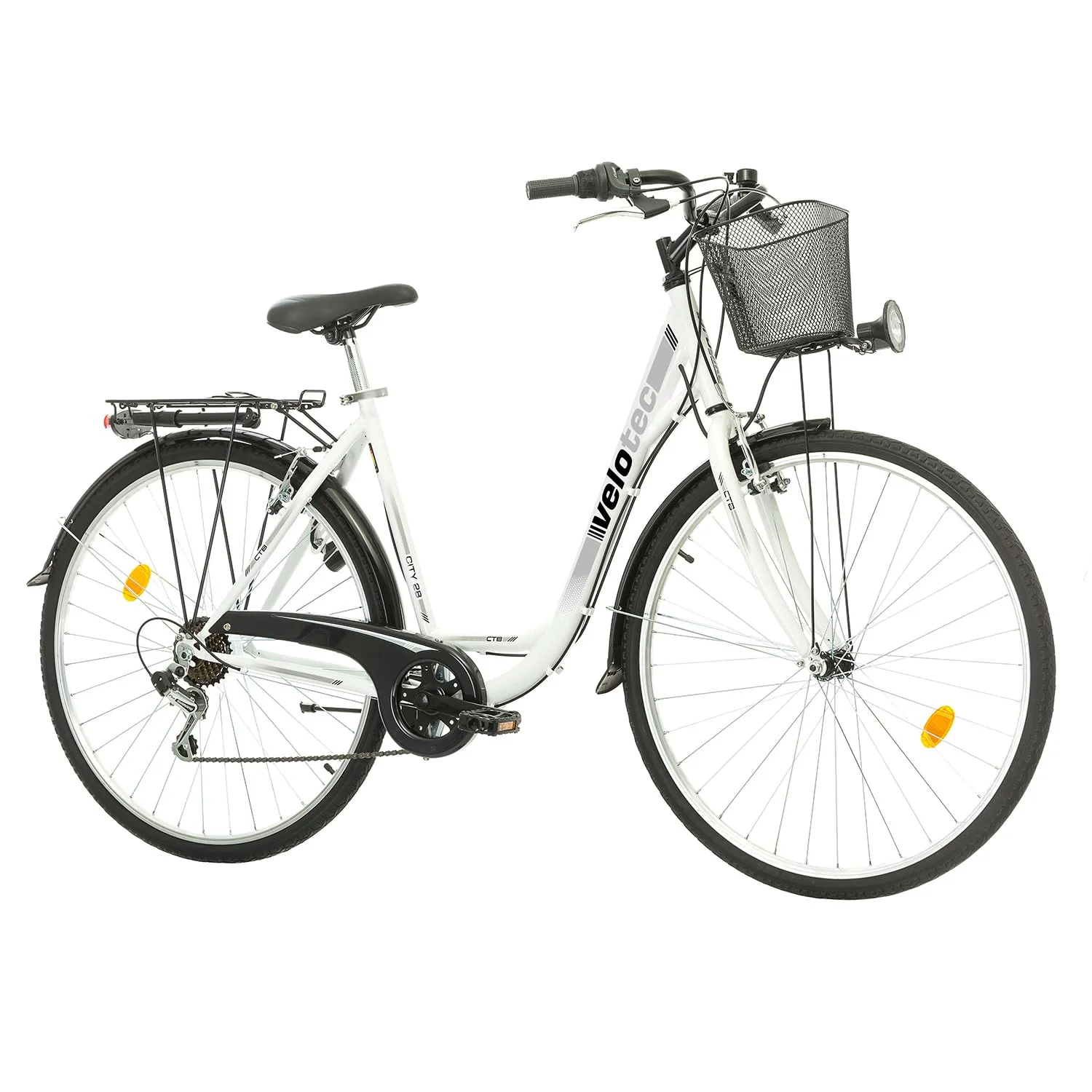 Multibrand Probike 28 Zoll City Fahrrad ALU Rahmen 7 Gang, Korb, Fahrrad-Licht, Damen, Herren geeignet ab 170-185 cm (Weiß grau, 510) - Image 3
