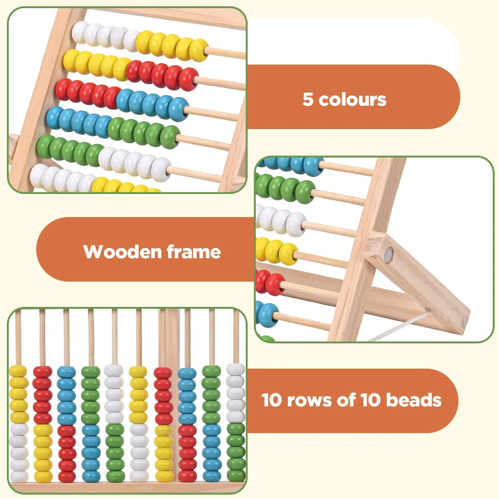 MumdoYAL Rechenschieber Mit 100 Bunte Perlen, Abakus Kinder, Rechenhilfe 1 Klasse, Rechenrahmen, Rechenschieber Bis 100, Mathematik Aufklärung Spielzeug Für Kinder - Image 6