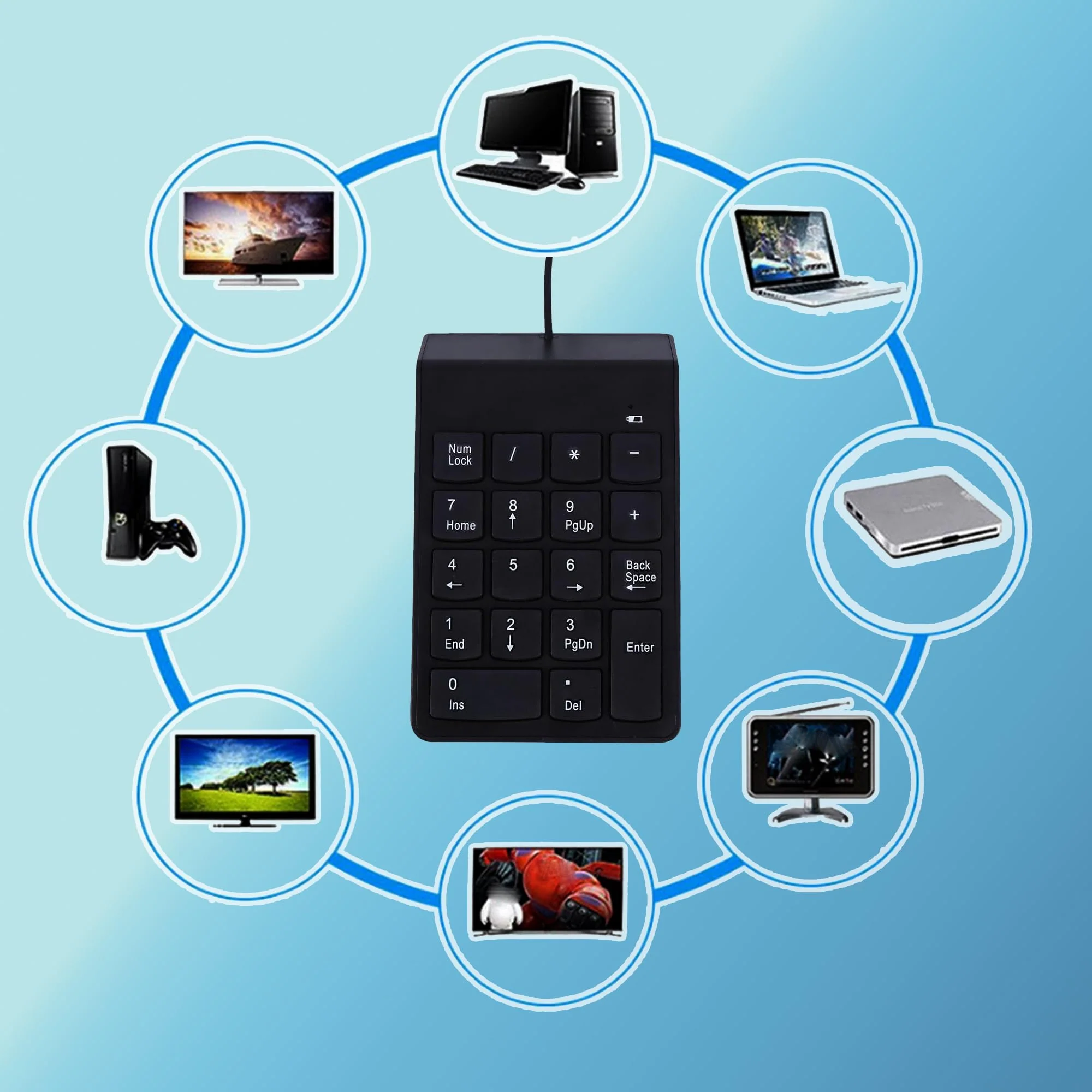 mumisuto USB Mini Ziffernblock, USB Nummernblock, Numeric Keypad, Wired Numpad 34 Tasten Tragbare Tastatur für Laptop Desktop PC Pro - Image 9