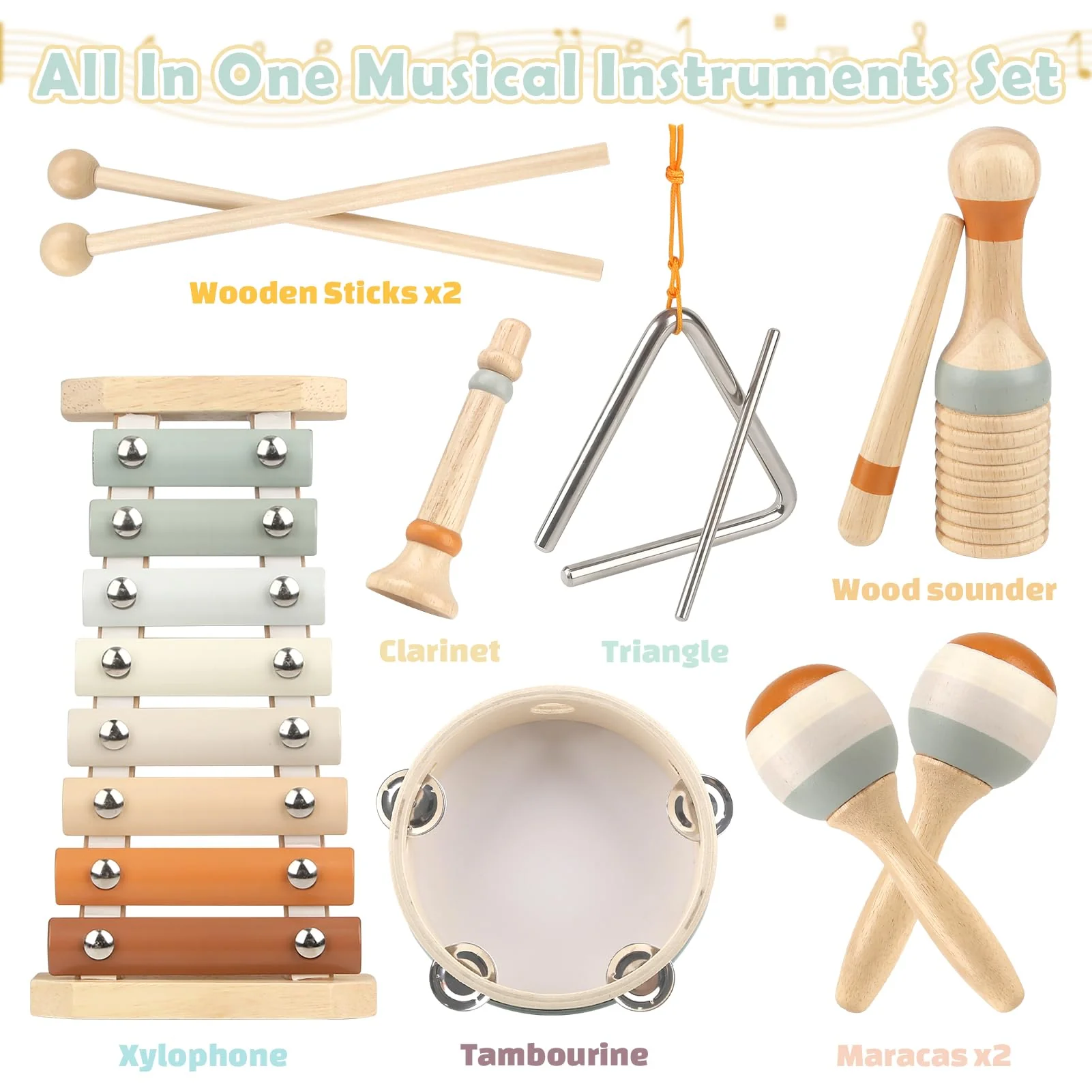 Musikinstrumente für Kinder Kinderspielzeug ab 3 Jahre holzspielzeug Trommel Xylophone für Kinder Baby Musikspielzeug Montessori Spielzeug ab 3 Jahre - Image 7