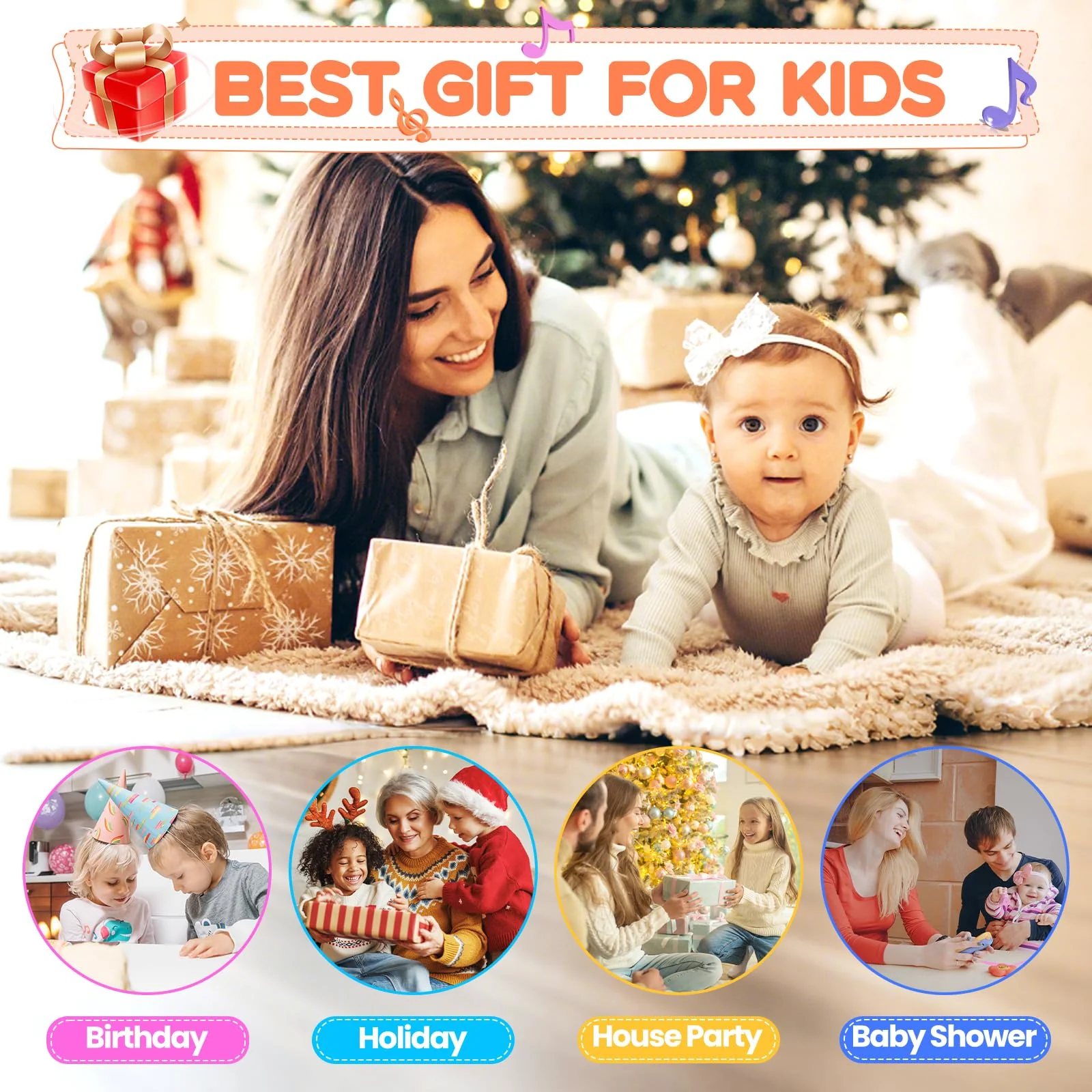 Musikinstrumente für Kinder, Kinderspielzeug ab 3 Jahre, Montessori Spielzeug, Holzspielzeug Baby Schlagzeug Kinder Trommel, Percussion-Instrumente Set, Geschenkideen für Jungen Mädchen 3+(9 in 1) - Image 2