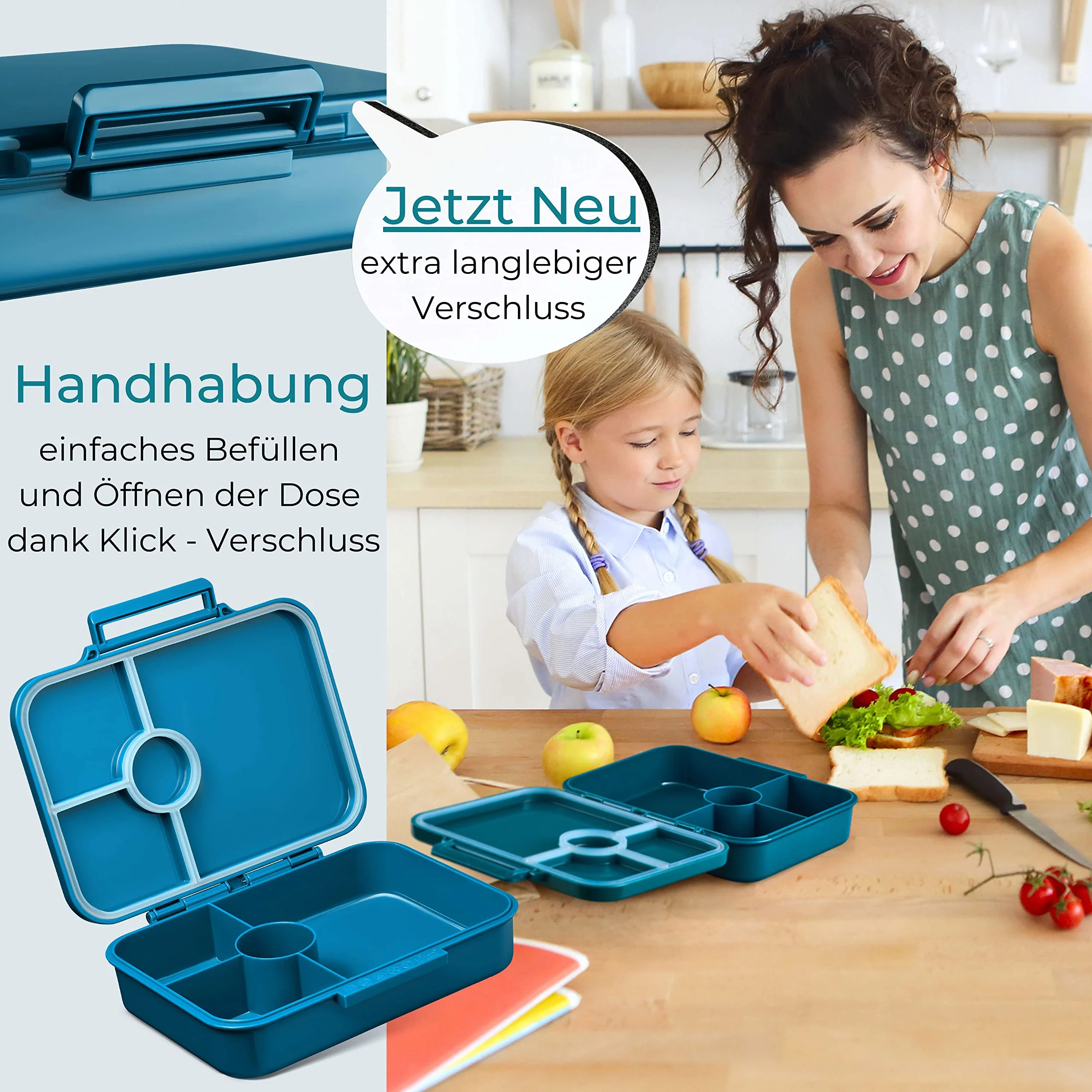 My Vesperbox® Brotdose für Kinder mit Fächern [BIA] - Lunchbox mit Trennfächern - Bento Box - Jausenbox - Brotzeitbox für Schule & Kindergarten - Vesperdose für Jungen & Mädche - Image 4