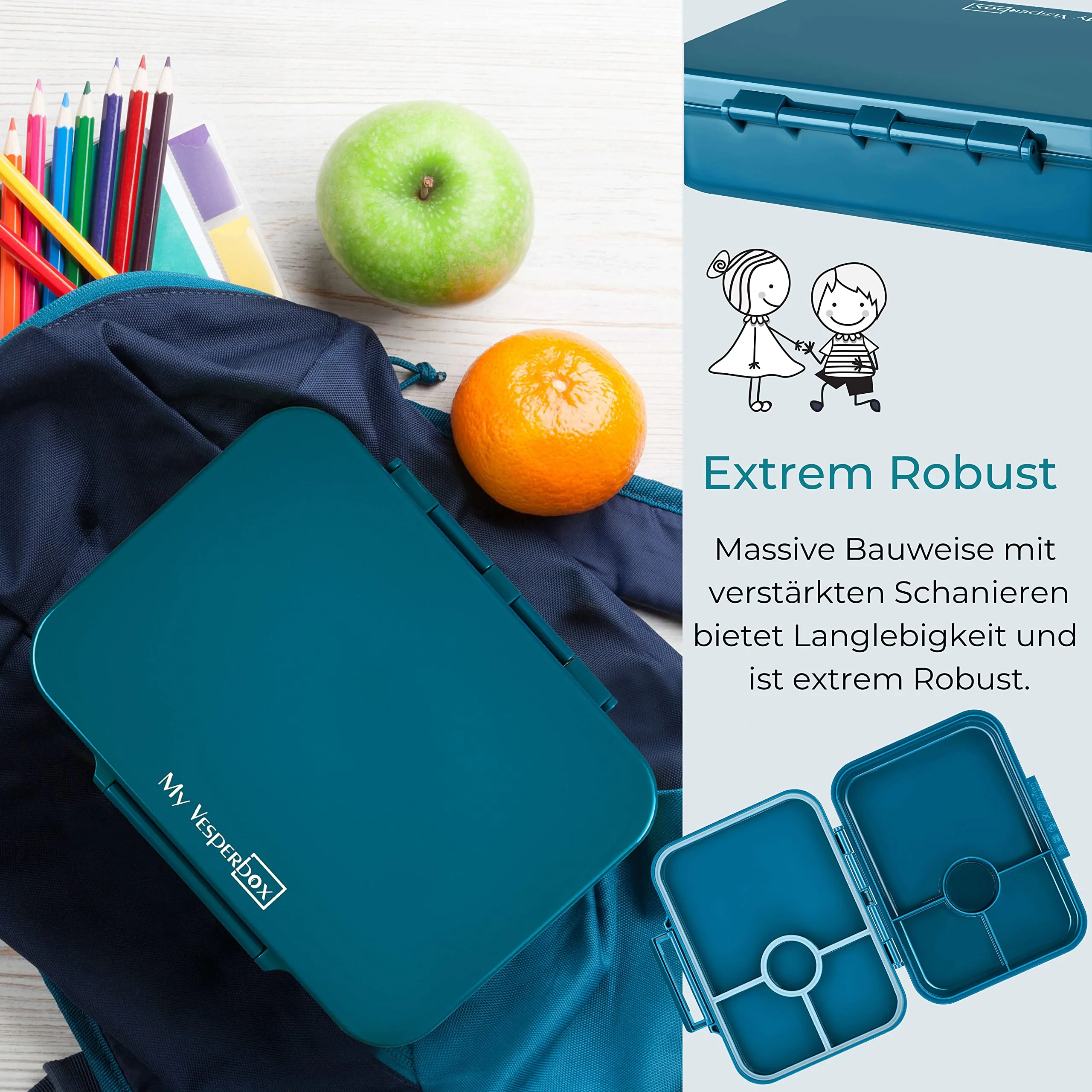 My Vesperbox® Brotdose für Kinder mit Fächern [BIA] - Lunchbox mit Trennfächern - Bento Box - Jausenbox - Brotzeitbox für Schule & Kindergarten - Vesperdose für Jungen & Mädche - Image 5