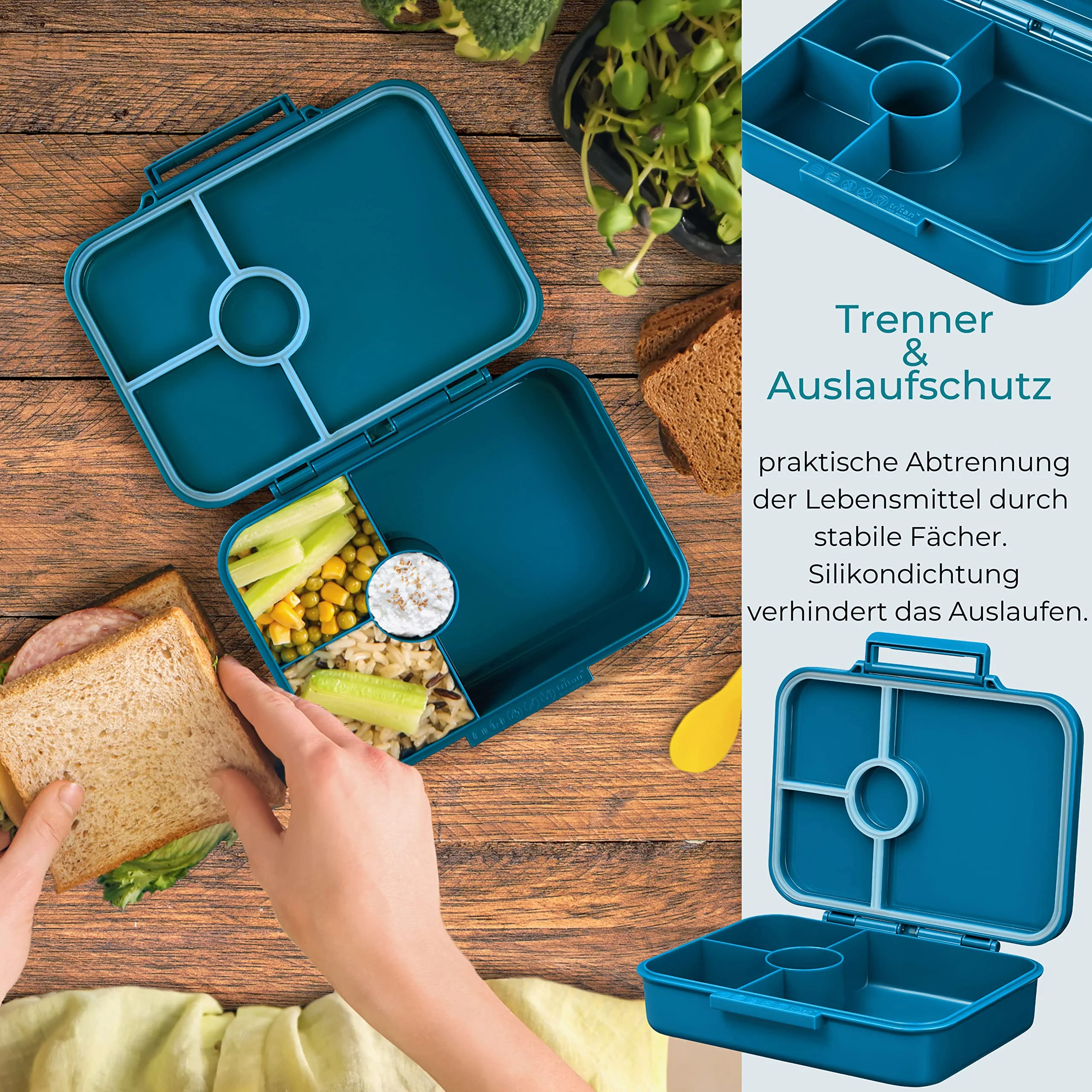 My Vesperbox® Brotdose für Kinder mit Fächern [BIA] - Lunchbox mit Trennfächern - Bento Box - Jausenbox - Brotzeitbox für Schule & Kindergarten - Vesperdose für Jungen & Mädche - Image 6