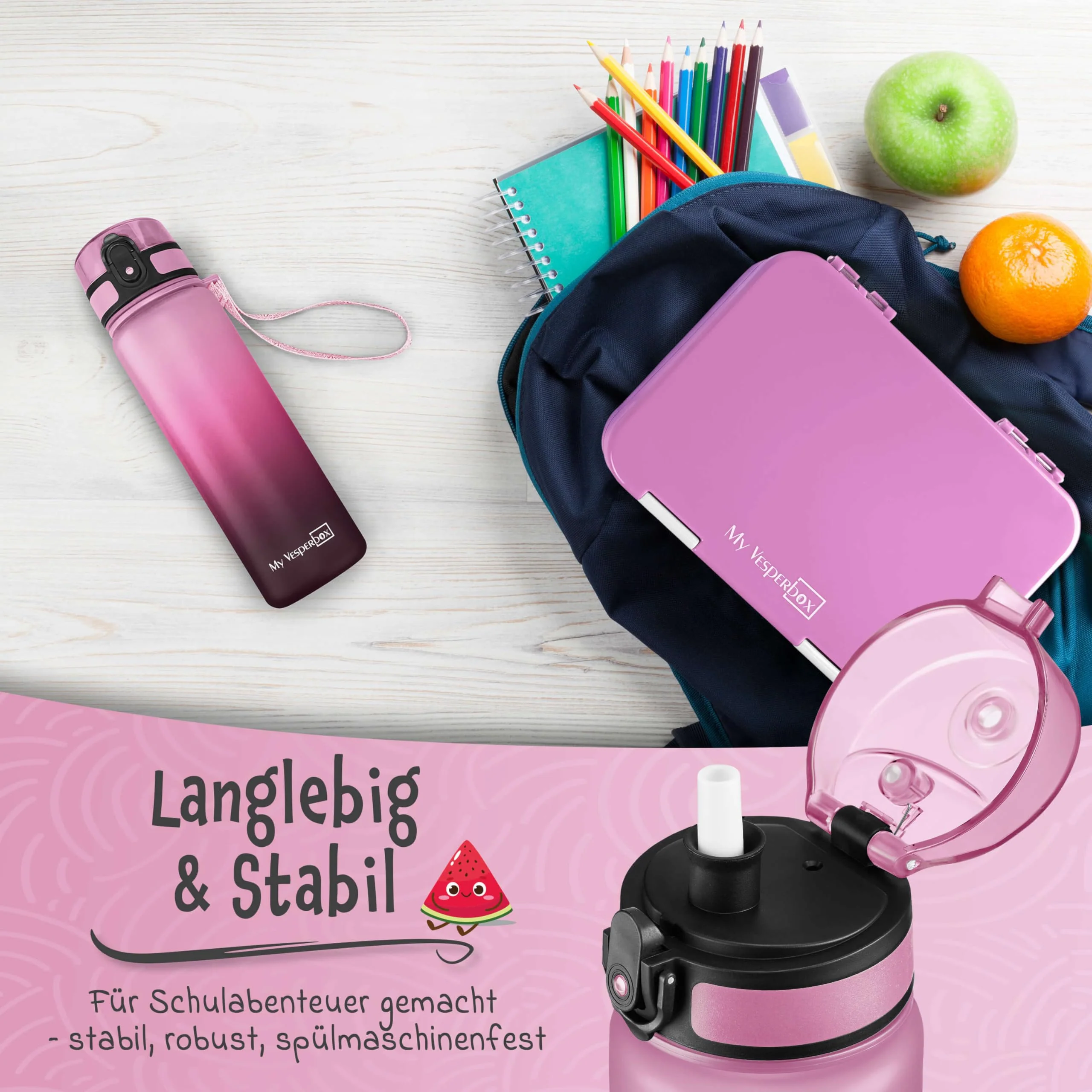 My Vesperbox® Trinkflasche Kinder [750ML] - Wasserflasche Kohlensäure Geeignet & Auslaufsicher - Water Bottle Kids - für Schule & Sport - Kinderflasche für Mädchen & Jungen - inkl. Ersatzdichtung - Image 5
