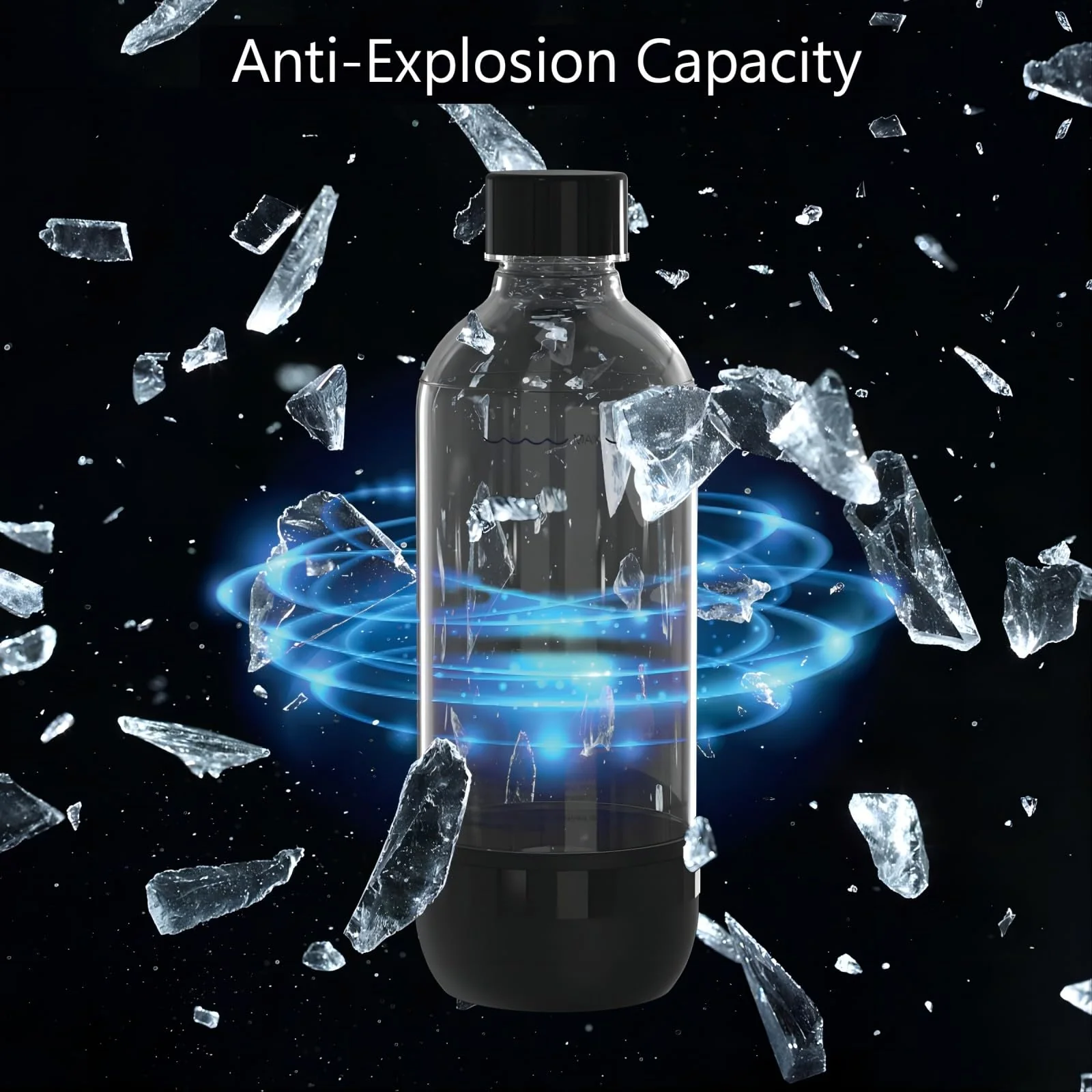 Mycket Soda Maker Flaschen, 2 x 1L Carbonating Bottles, BPA-frei Kohlensäureflaschen, Wiederverwendbare PET-Sprudelwasserflaschen, Ersatzflaschen für Soda-Maschine, Schwarz+Weiß - Image 3