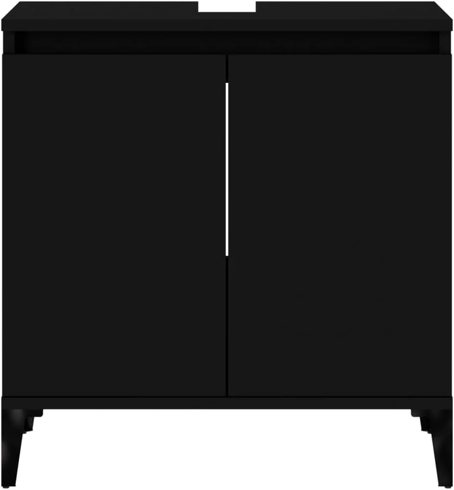 Myheimly Waschbeckenunterschrank Eichen-Optik 58x33x60 cm,Schwarz - Image 15