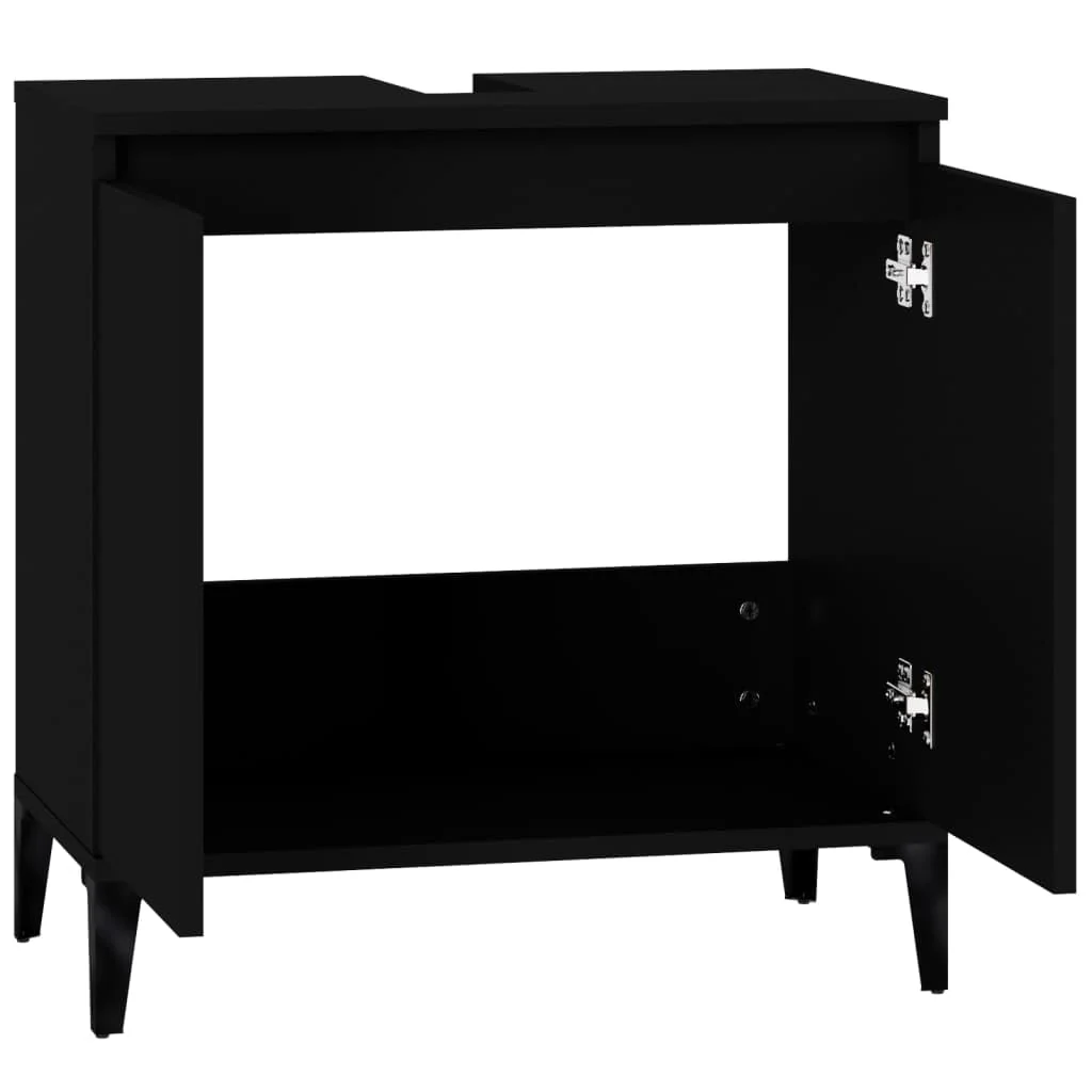 Myheimly Waschbeckenunterschrank Eichen-Optik 58x33x60 cm,Schwarz - Image 5
