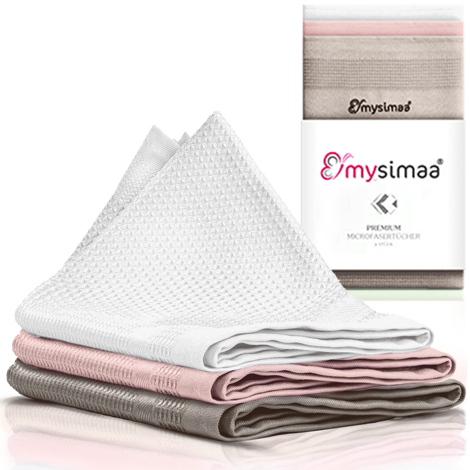 mysimaa Mikrofasertücher 40x40 – Fenstertuch Streifenfrei, Autopflege, Putzlappen Küche - Reinigungstücher und Putztücher ohne Putzmittel, Microfasertücher Auto, Staubtücher Putztücher - Image 2