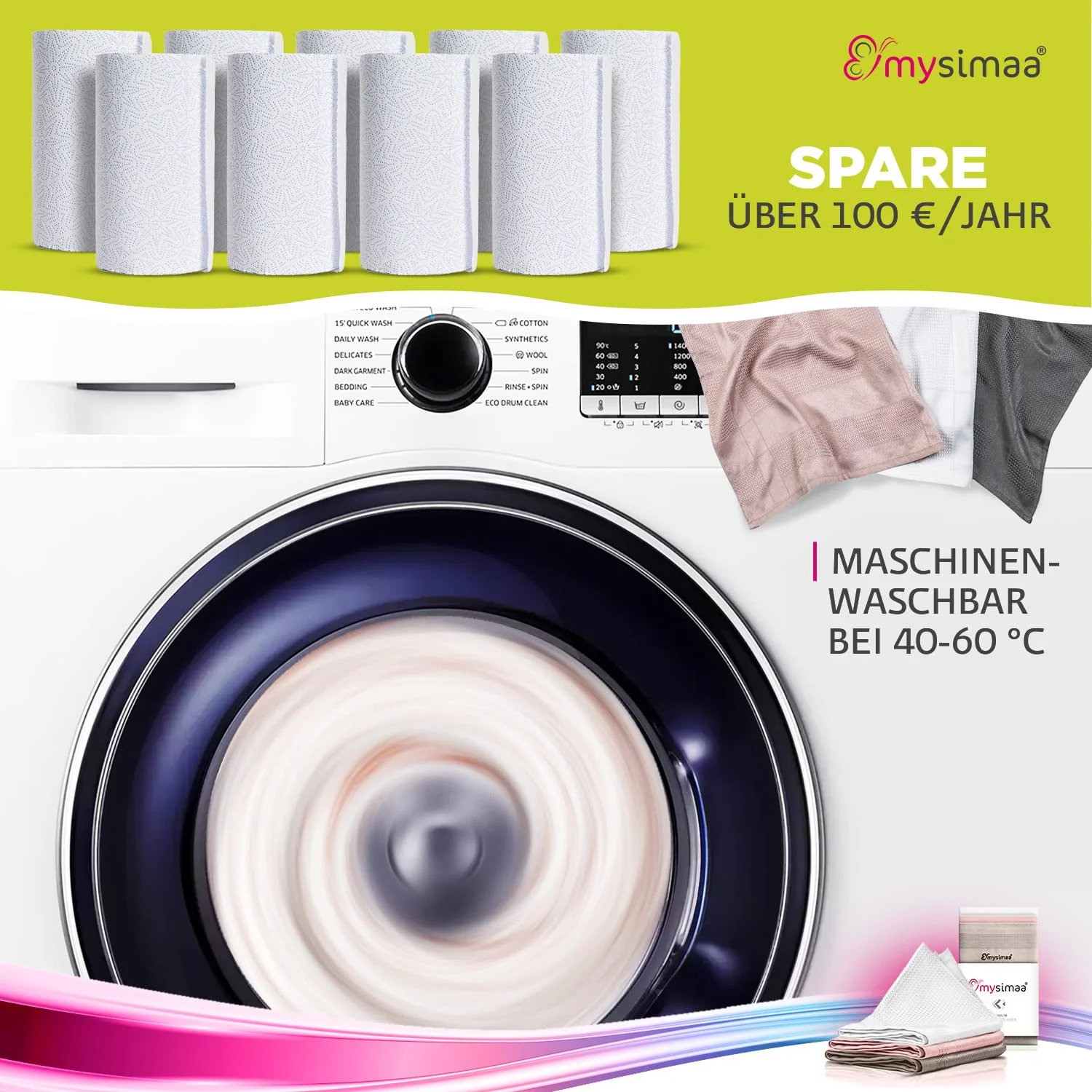 mysimaa Mikrofasertücher 40x40 – Fenstertuch Streifenfrei, Autopflege, Putzlappen Küche - Reinigungstücher und Putztücher ohne Putzmittel, Microfasertücher Auto, Staubtücher Putztücher - Image 4