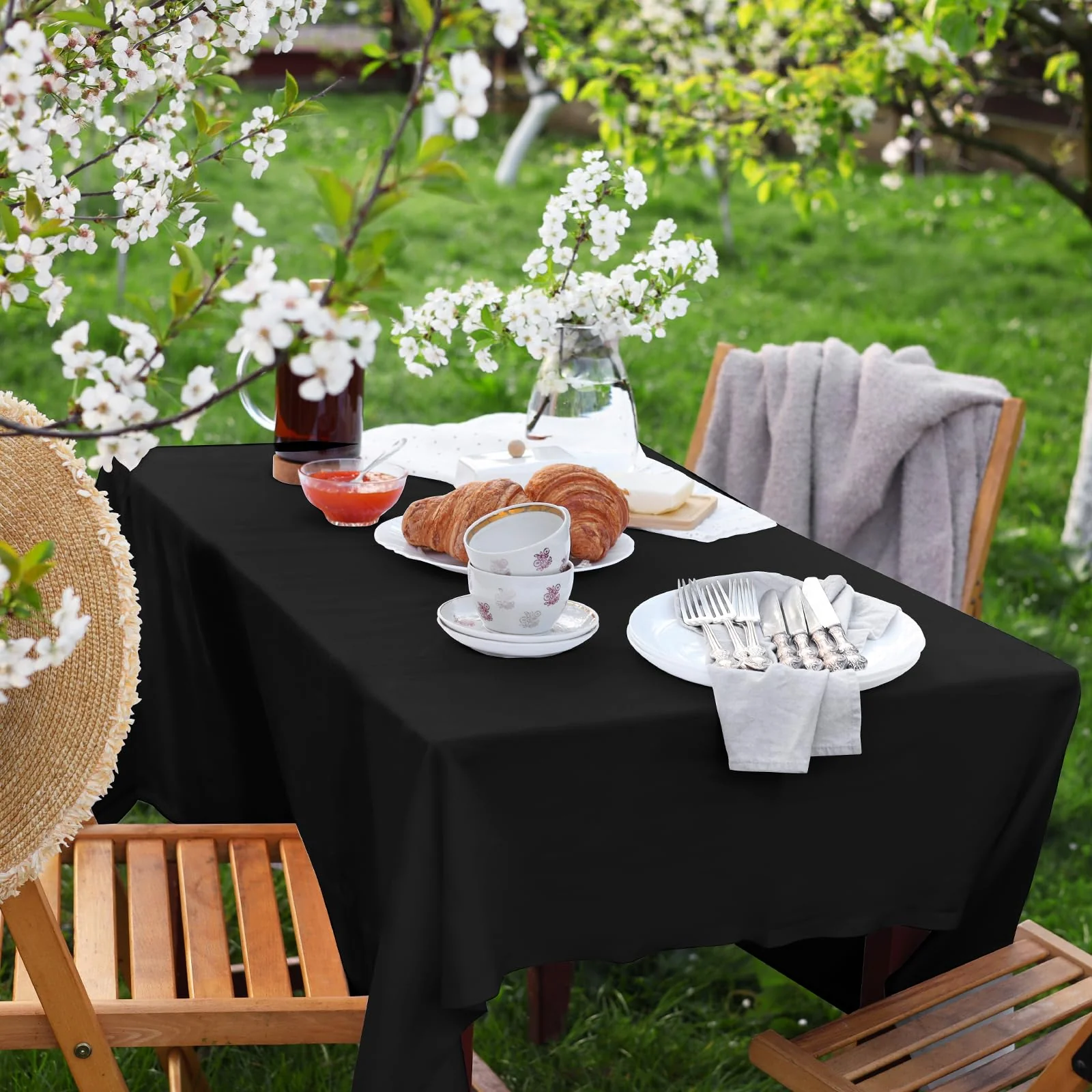 NACHLYNN 6 Stück Einweg Tischdecke 137 x 274 cm Schwarz Rechteckige Tischabdeckung Wasserdicht Gartentischdecke für Festivals Party Hochzeiten Brautpartys Geburtstag Dekorationen - Image 2