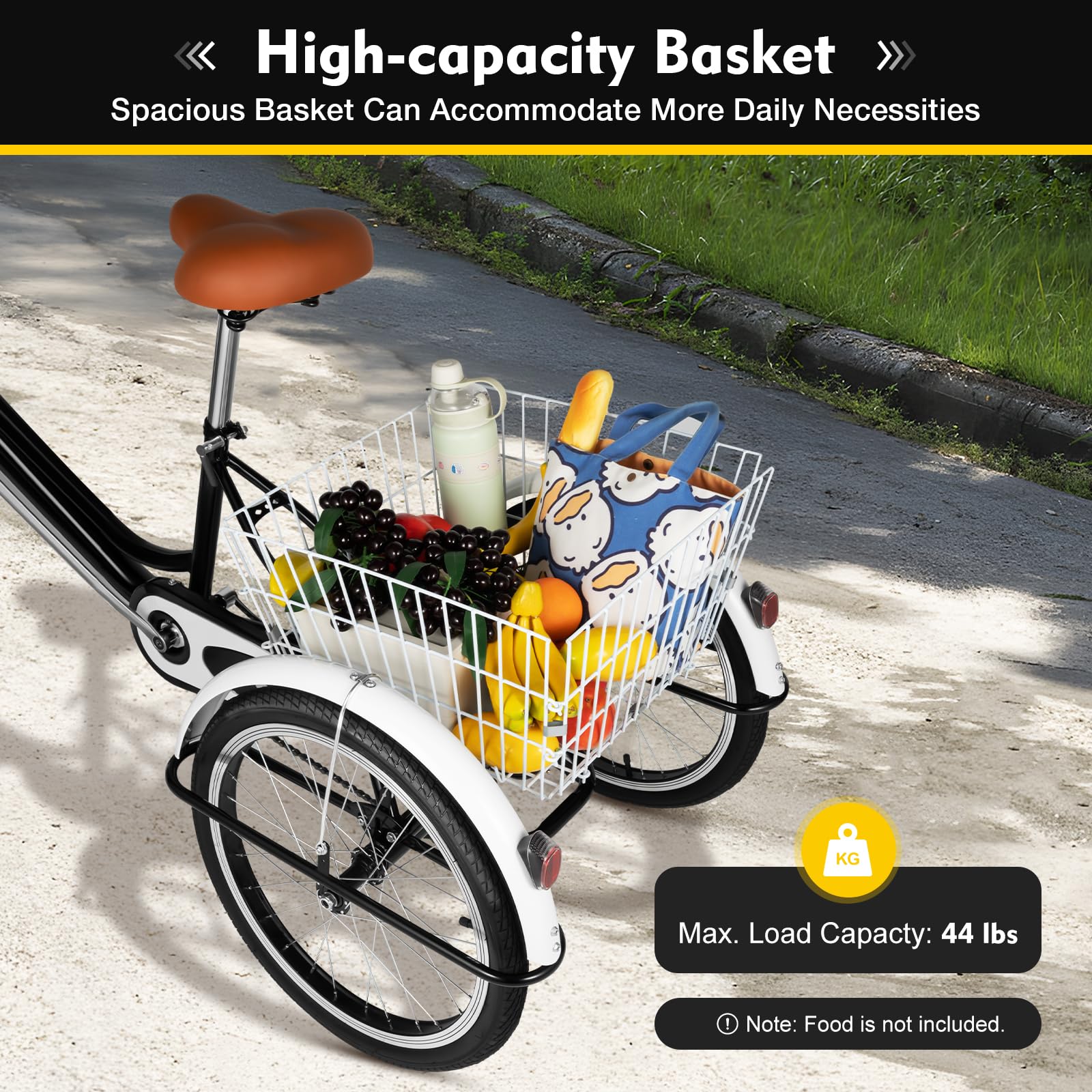 NadineDutol 20 Zoll 1-Gang-Erwachsenen-Dreirad, Senioren-Einkaufs-Dreirad, Cruising-City-Bike Premium-Klapprad geeignet für Outdoor-Sport, Shopping, Freizeit, geeignet für Männer Frauen - Image 2