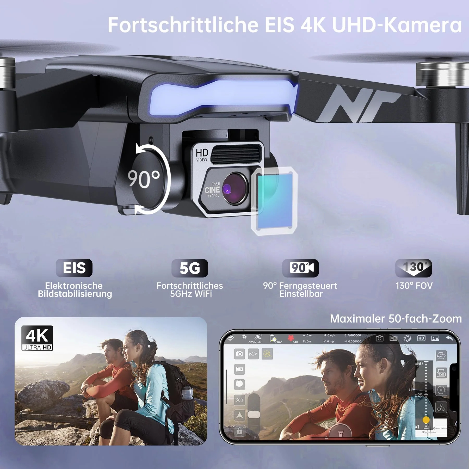 NAFYRE N11 PRO GPS Drohne mit Kamera für Erwachsene 4K UHD, 90 Min lange Flugzeit, lange Kontrollstrecke, Auto Rückkehr, Automatisches Folgen, bürstenloser Motor, 5G FPV RC Quadcopter für Anfänger - Image 4