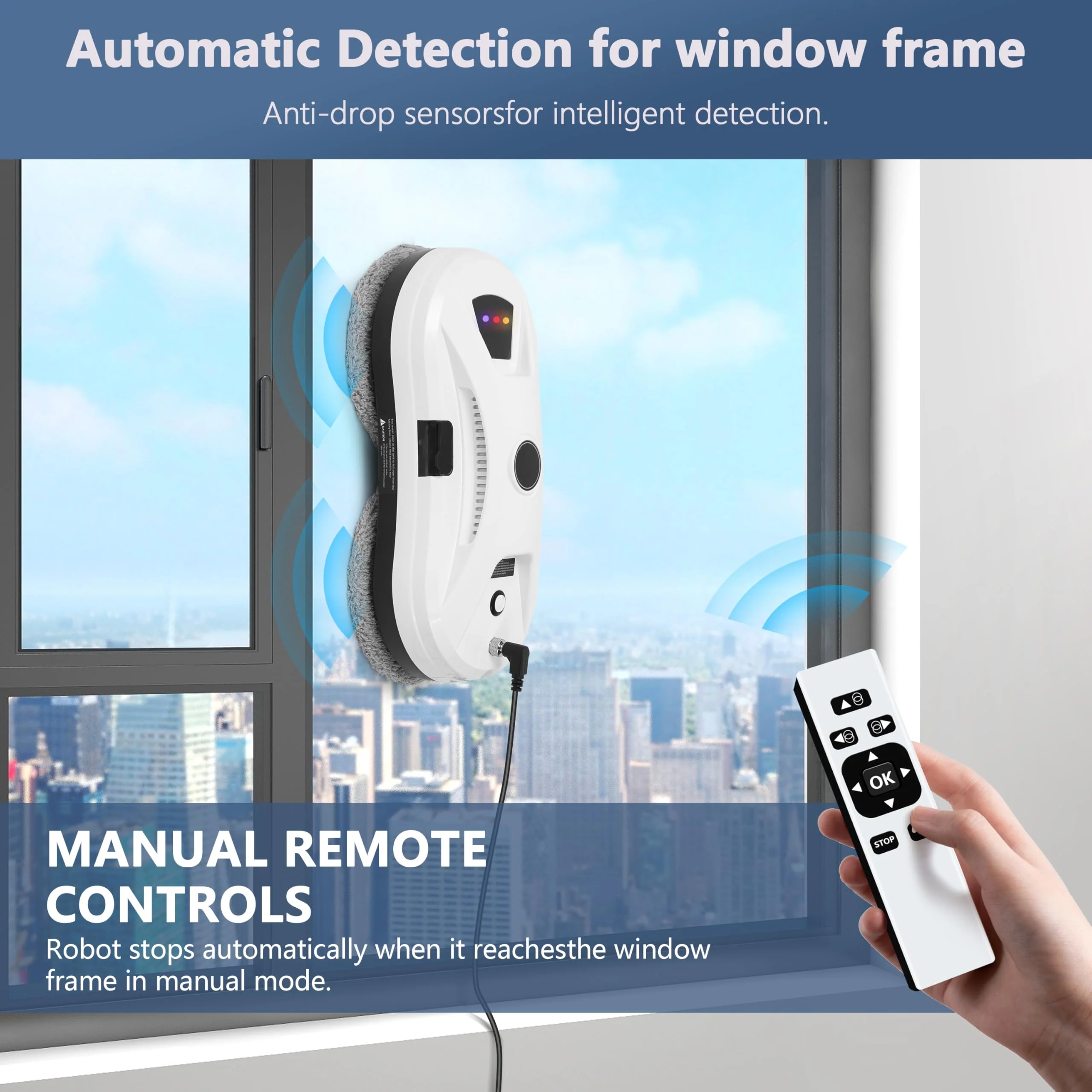 NamYoprce Fensterputzroboter mit Sprühfunktion, 5600PA Super-Saugkraft,Elektrischer Fensterputzer Fernbedienung mit 30ML Tank, Fensterreiniger Roboter Automatischer, für Innen- und Außenfenster - Image 7