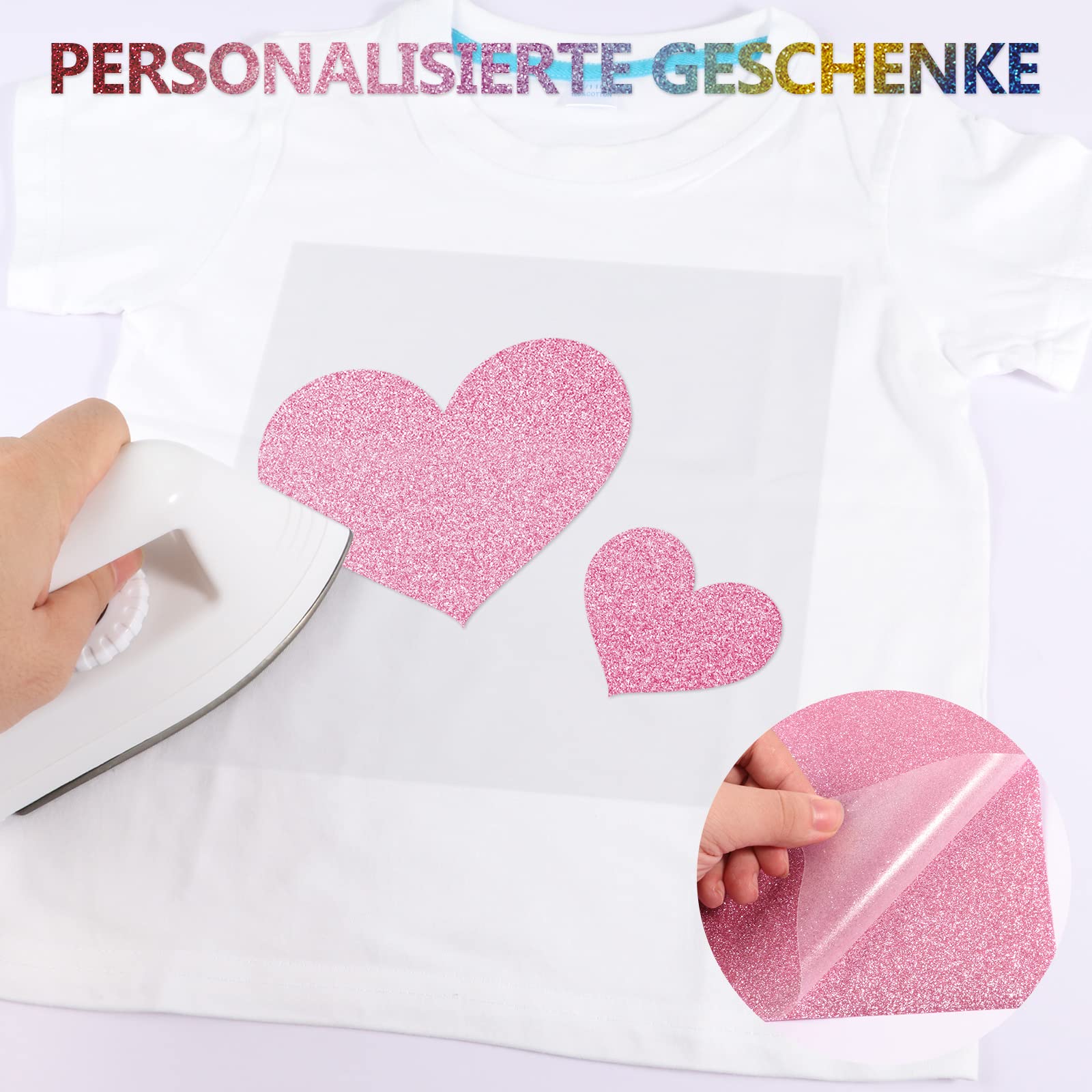 NANAPLUMS Glitzer Plotterfolie Textil - Heat Transfer Vinyl 30.5 cm*25.4 cm Transferfolie Plotter Flexfolie für Textilien Transferfolie zum Aufbügeln für DIY T-Shirt, Stoffe(10 Farben Glitzer) - Image 2